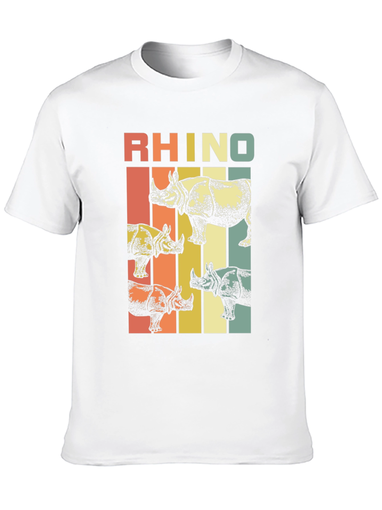 Black Retro Rhino T-Shirt: Vintage Style Animal Tee view 10