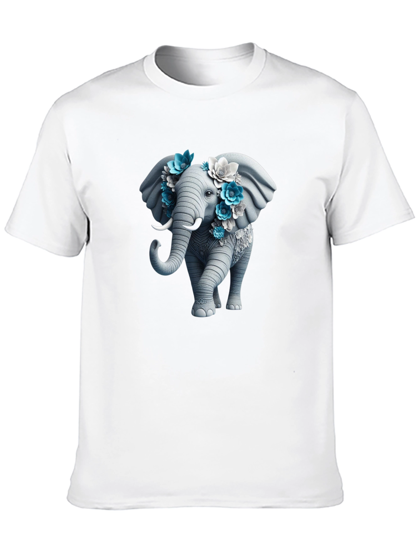 Black Floral Elephant Graphic Tee - Unique Design view 10