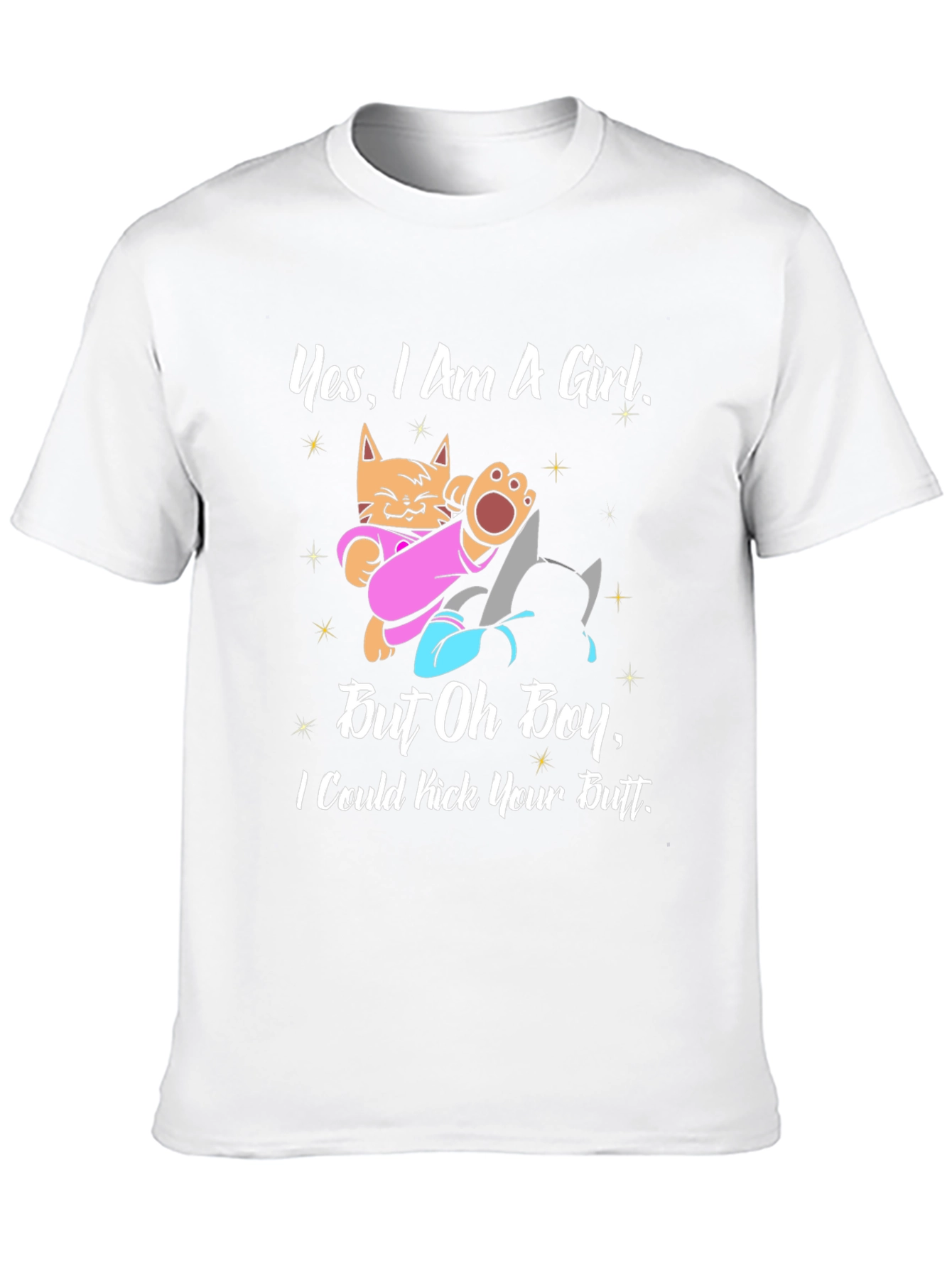 Black Funny Cat Graphic T-Shirt - "Yes I Am A Girl" view 10