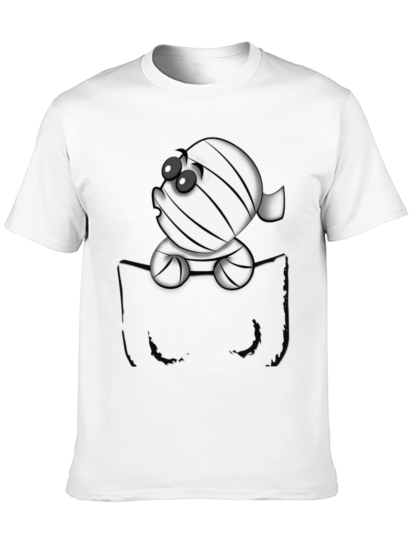 Black Cute Cartoon Mummy in Pocket T-Shirt view 10