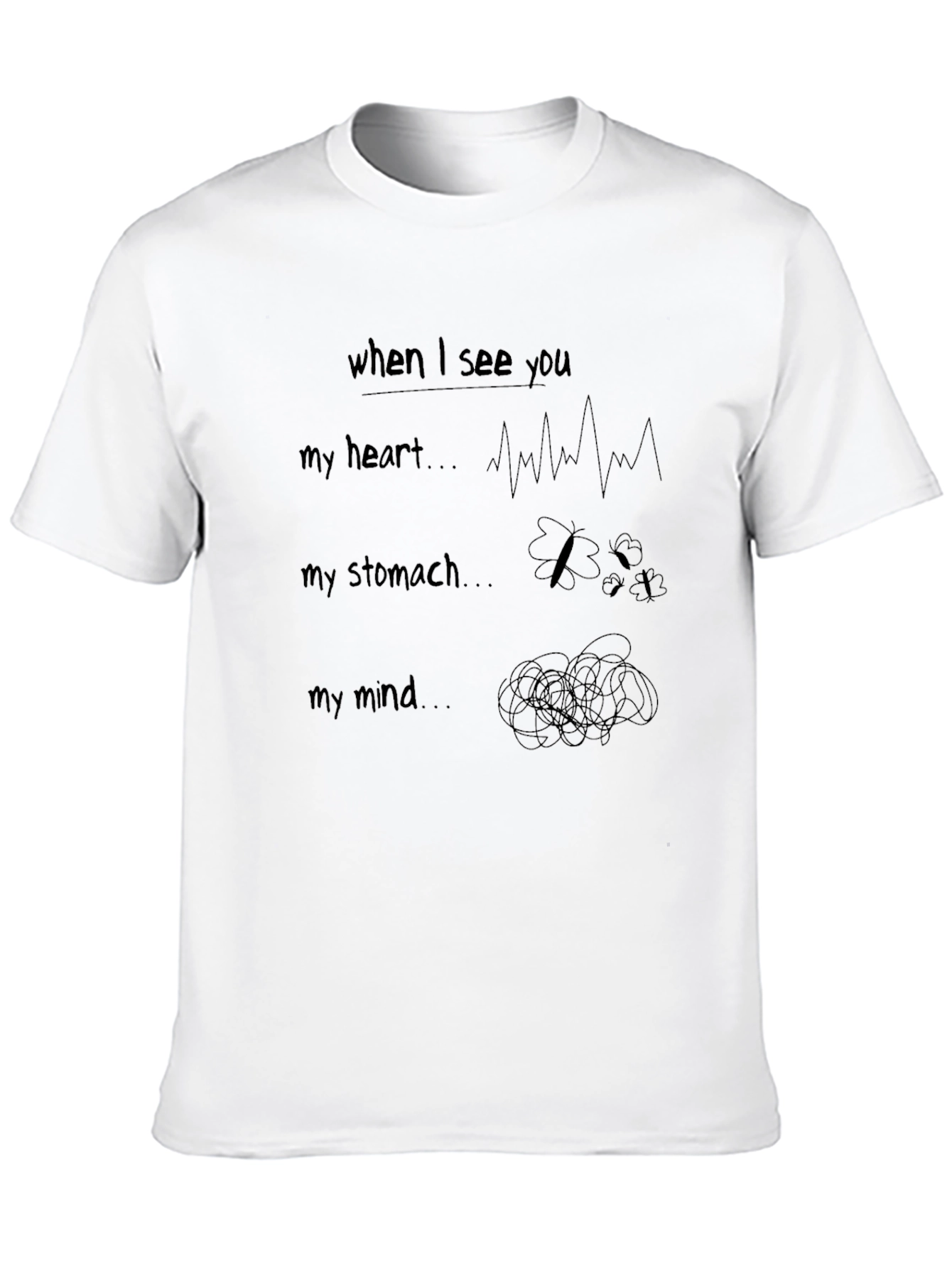 Black When I See You Graphic Tee - Heart, Stomach, Mind view 10