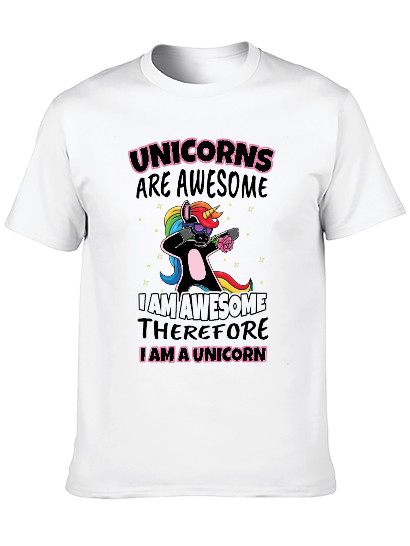 Unicorns Are Awesome Black Graphic T-Shirt - 10