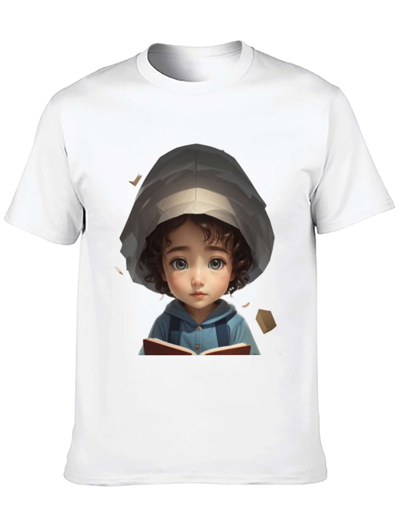 Black Cute Cartoon Girl Reading Book Black T-Shirt view 10