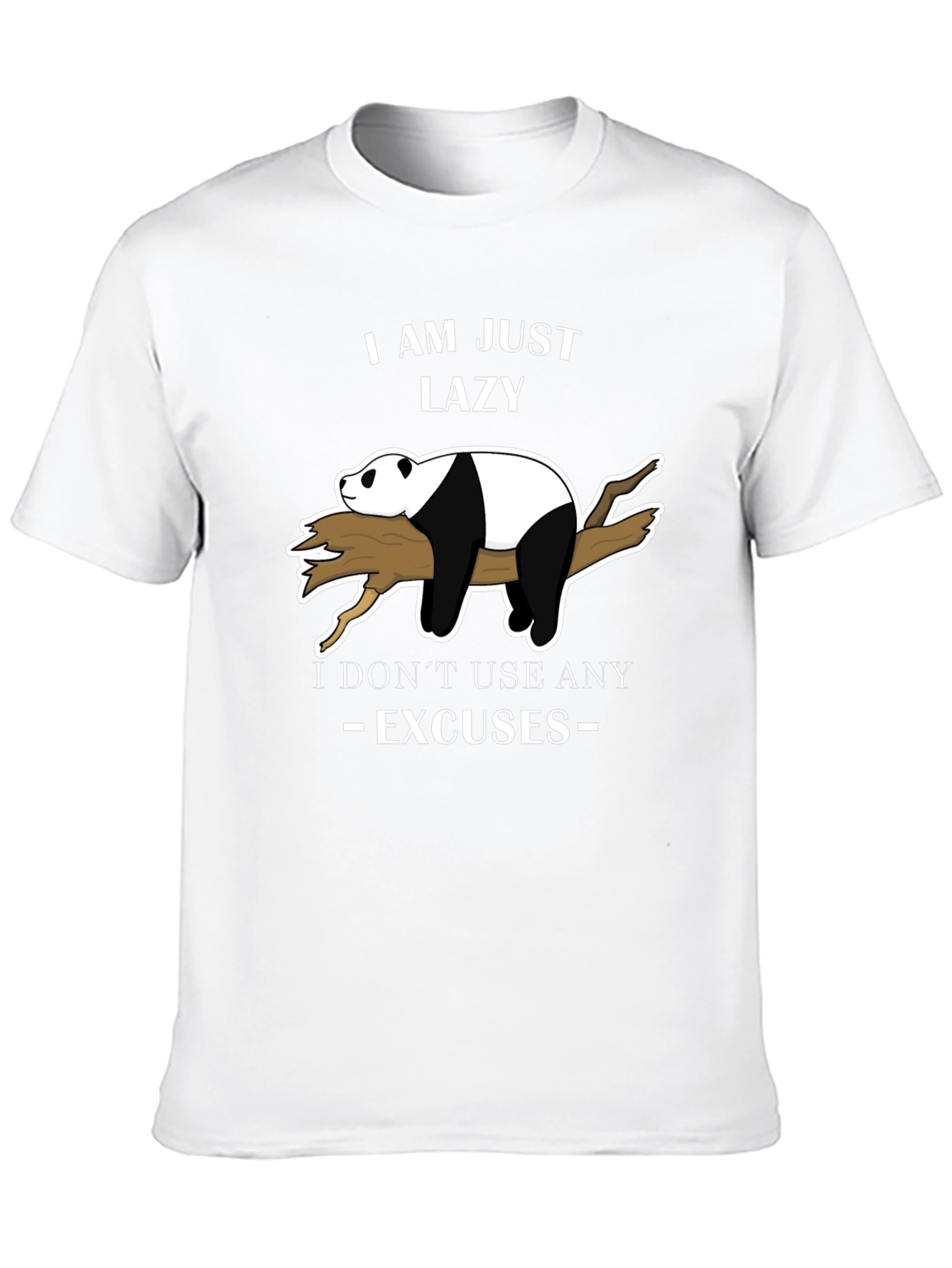 Black Lazy Panda T-Shirt - No Excuses Funny Graphic Tee view 10