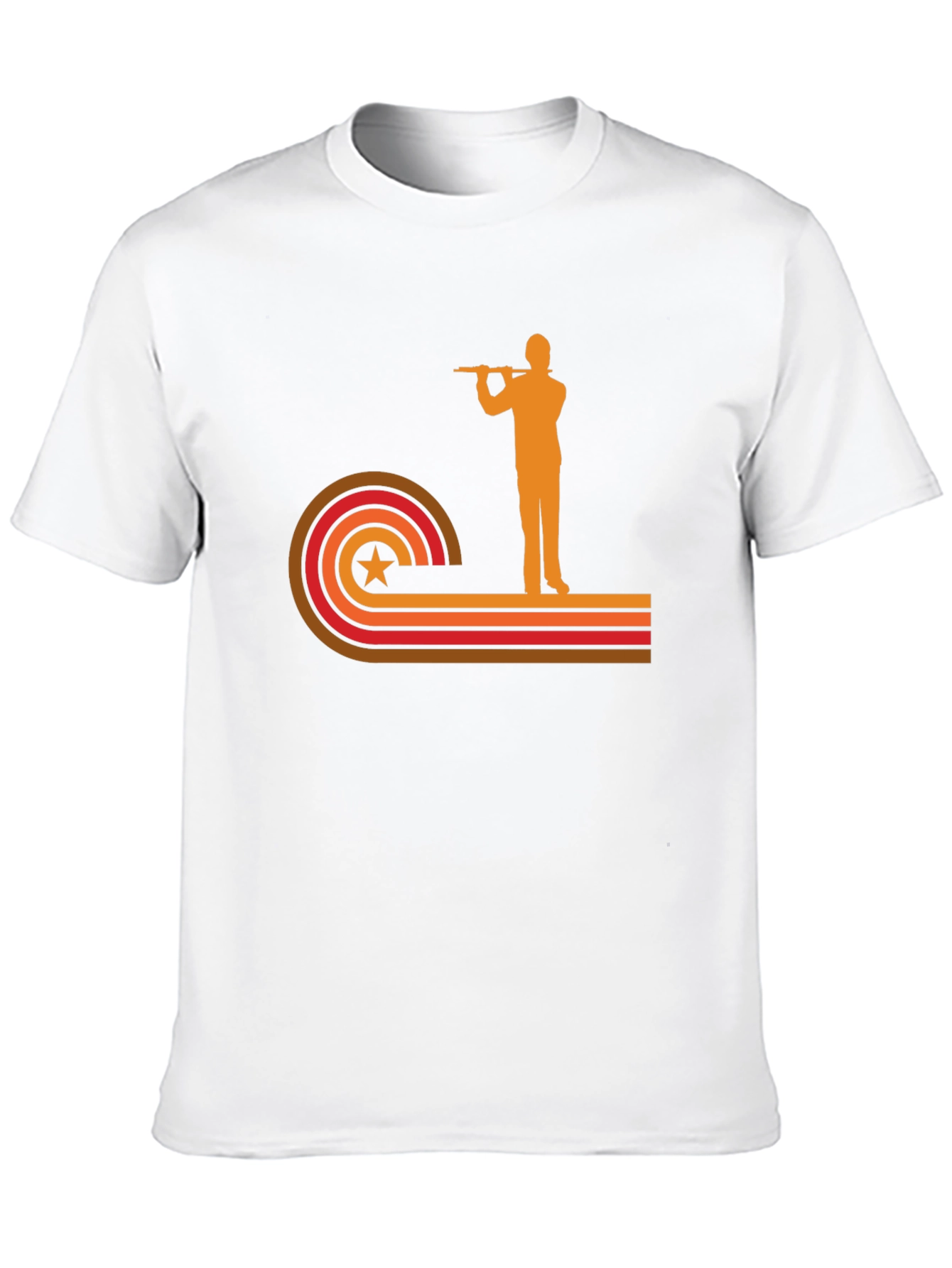 Black Retro Flute Player Graphic Tee view 10
