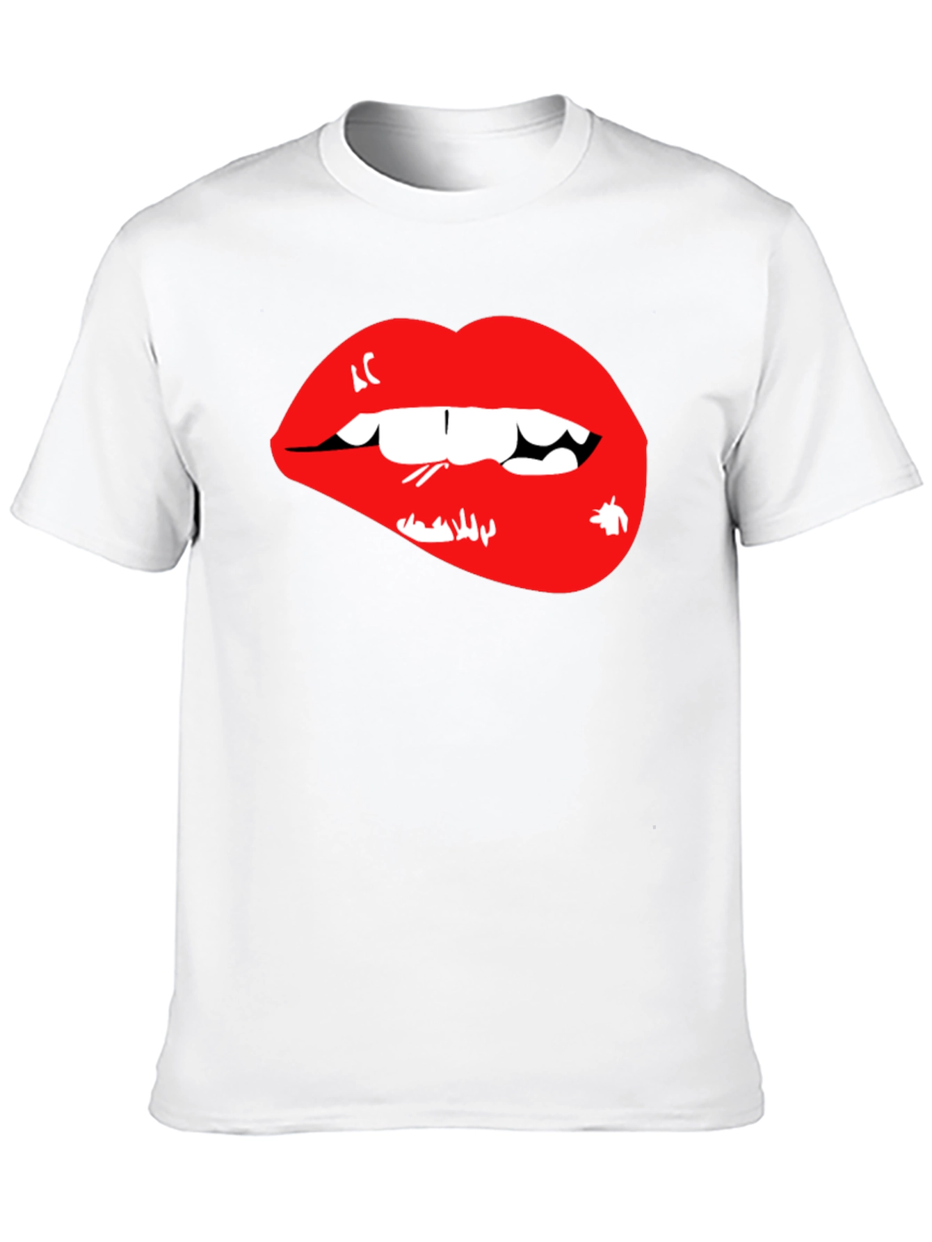 Black Red Lips Graphic Black T-Shirt view 10