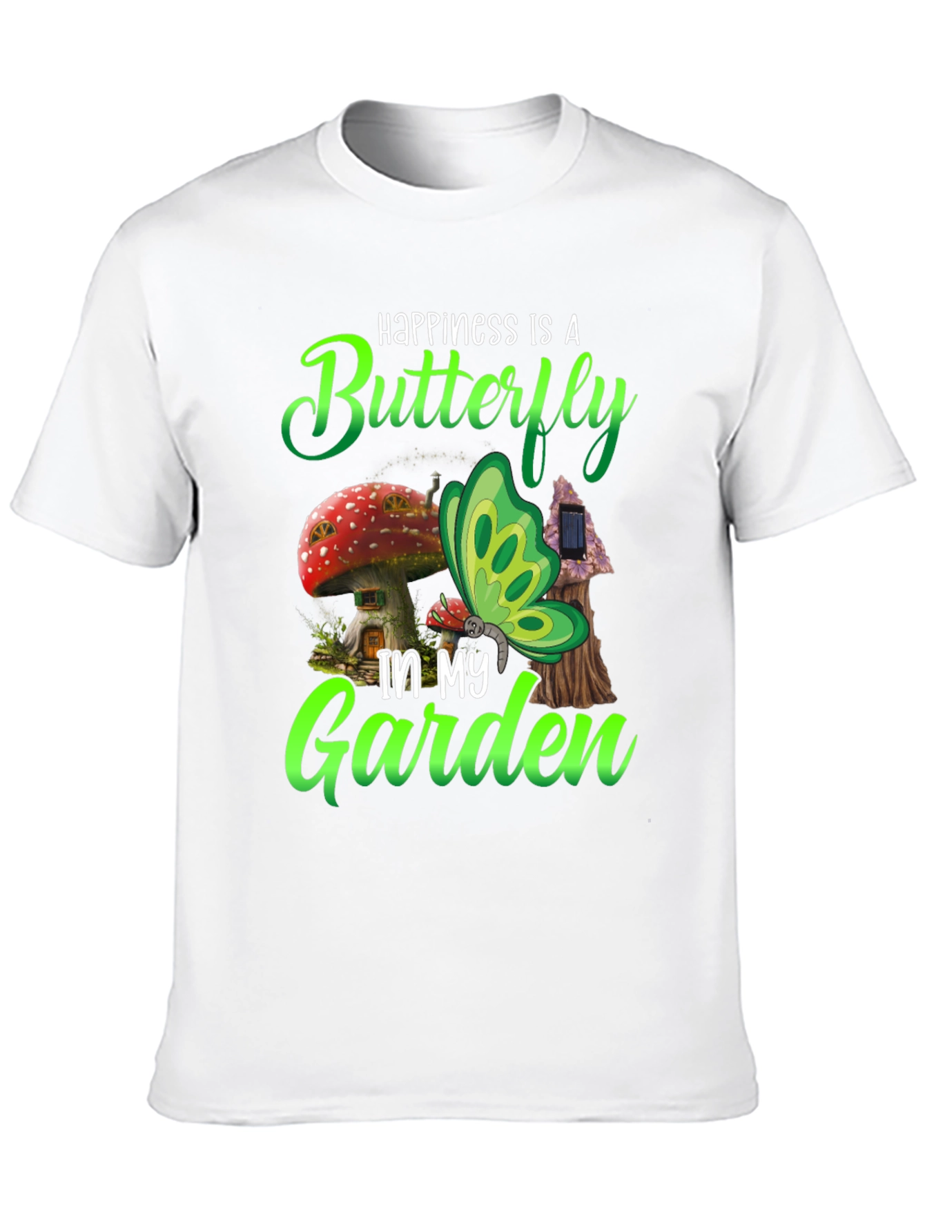 Black Happiness Butterfly Garden Black T-Shirt view 10