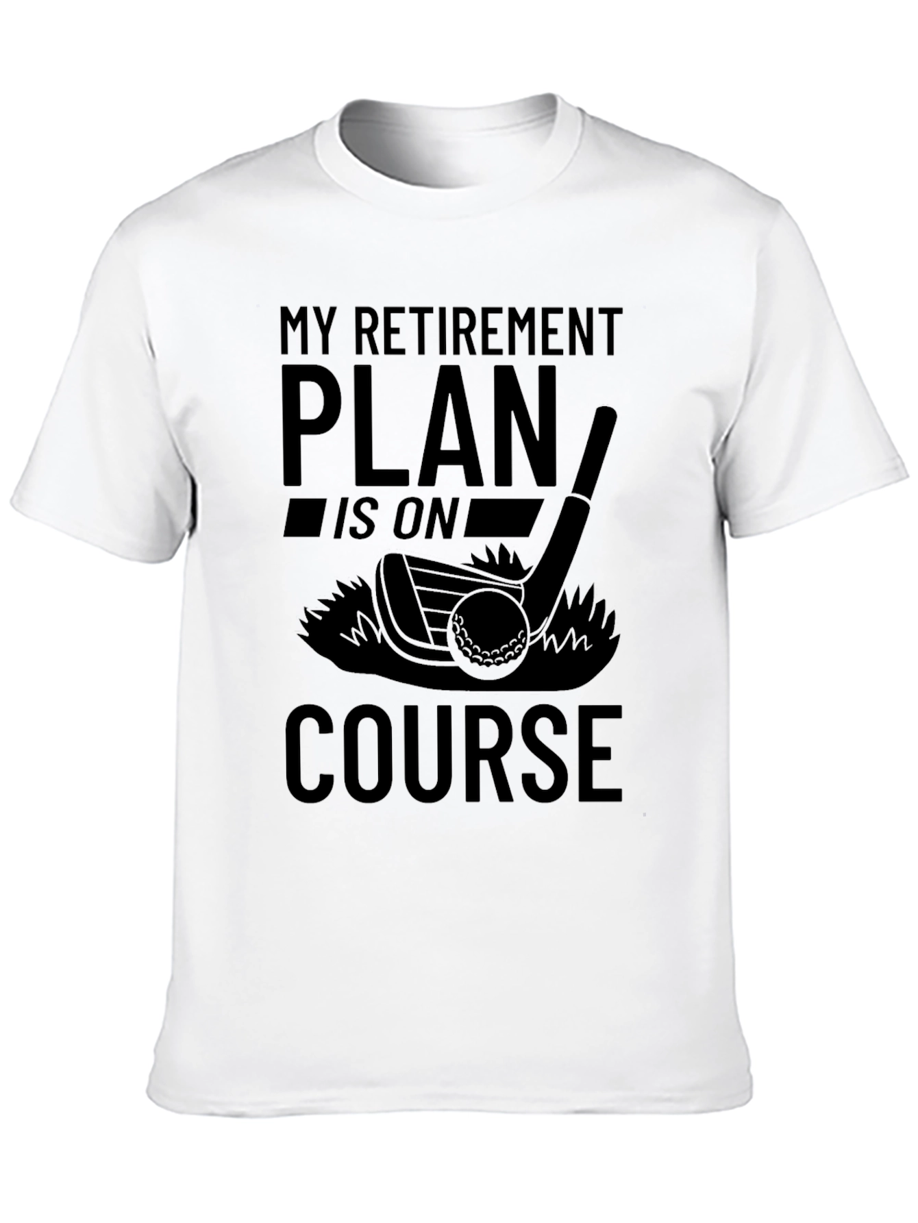 Black Retirement Plan Golf T-Shirt - On Course view 10