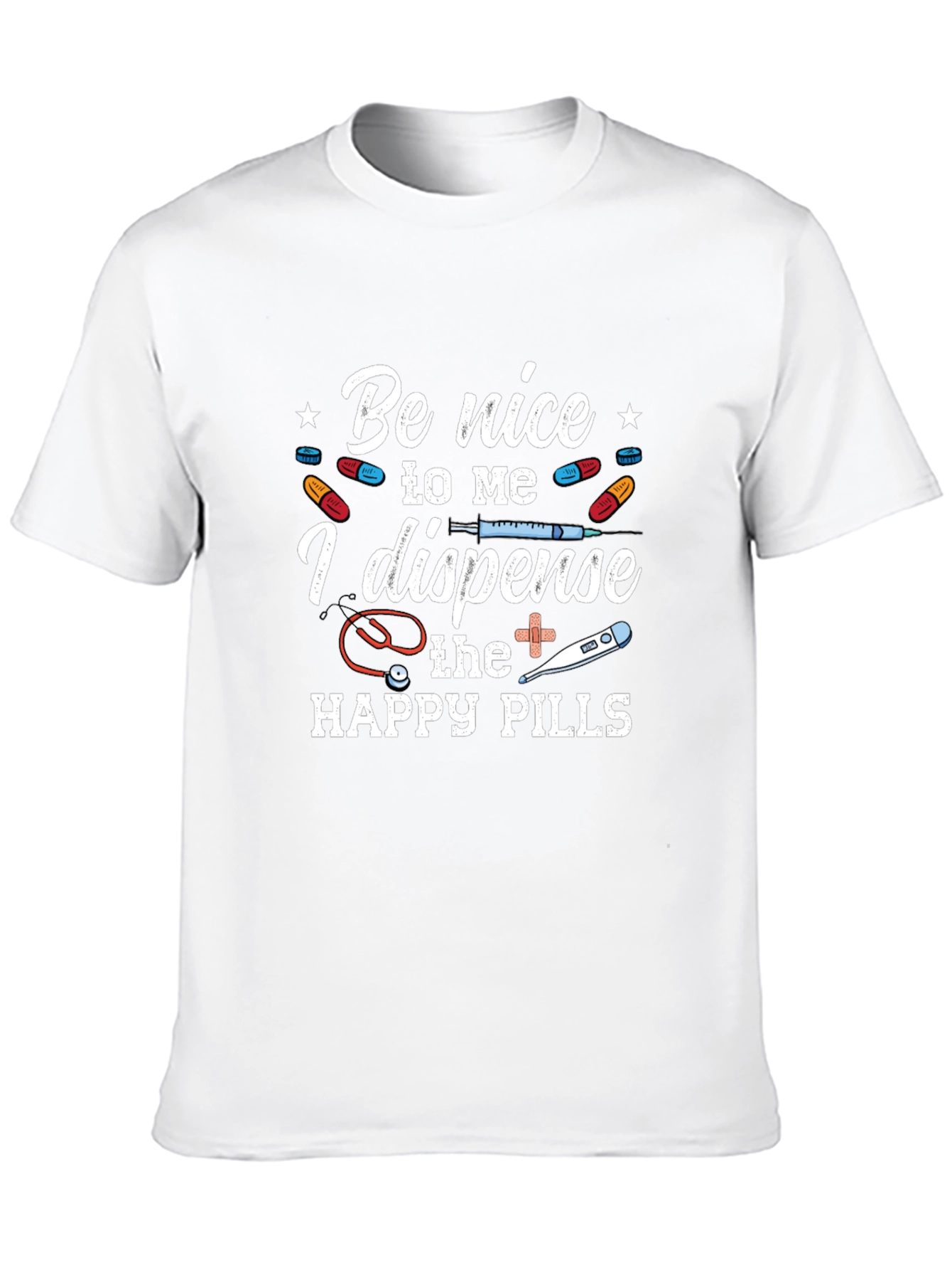 Black Funny "Happy Pills" Graphic T-Shirt view 10