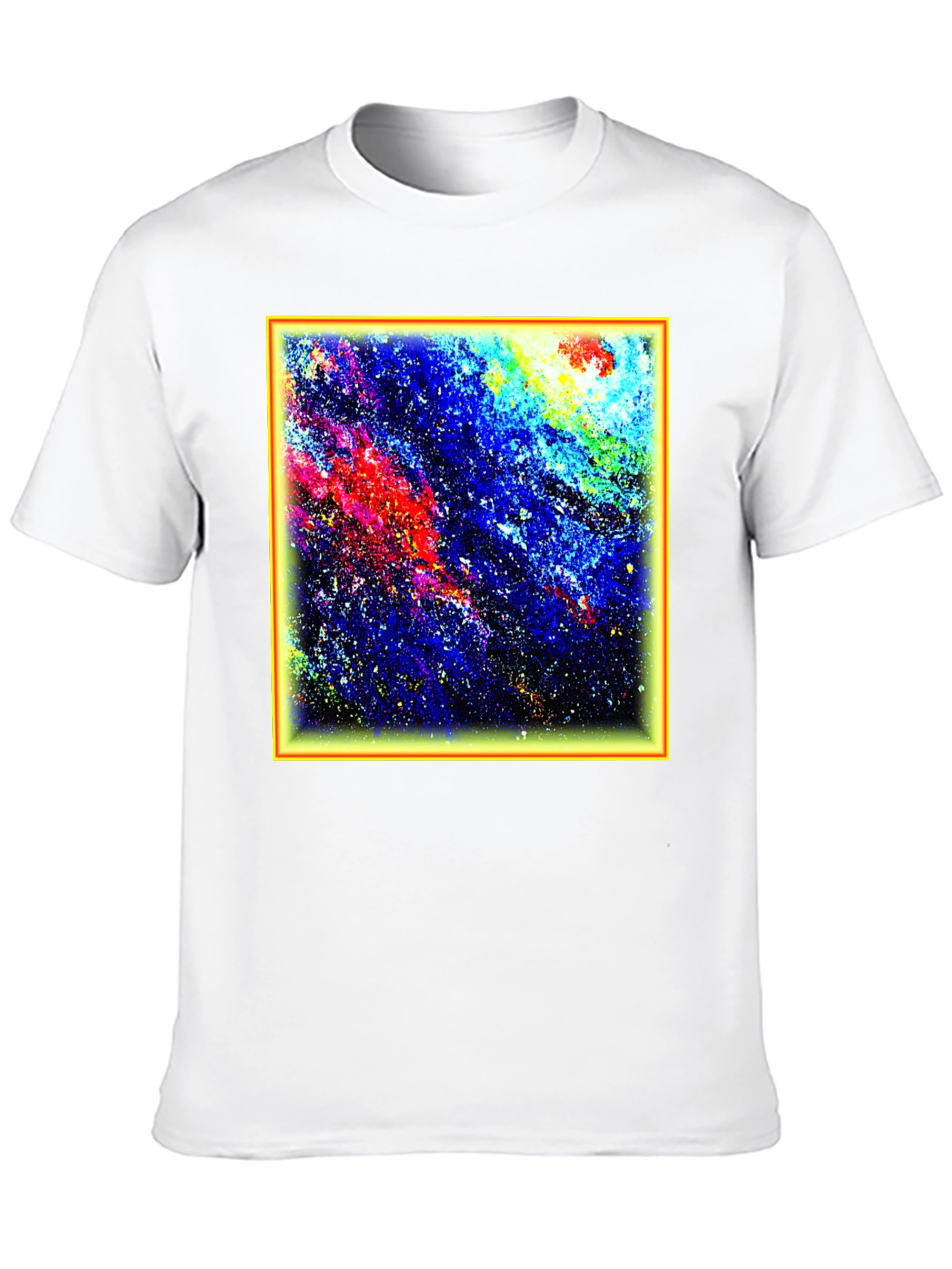 Black Abstract Art T-Shirt - Colorful Galaxy Design view 10