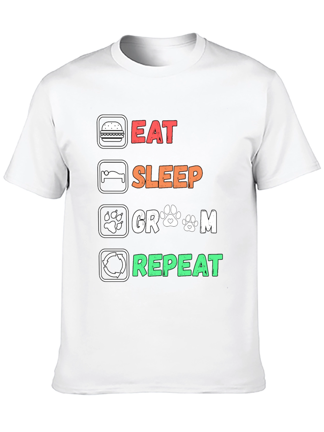 Black Eat Sleep Groom Repeat T-Shirt - Dog Grooming Lover Tee view 10