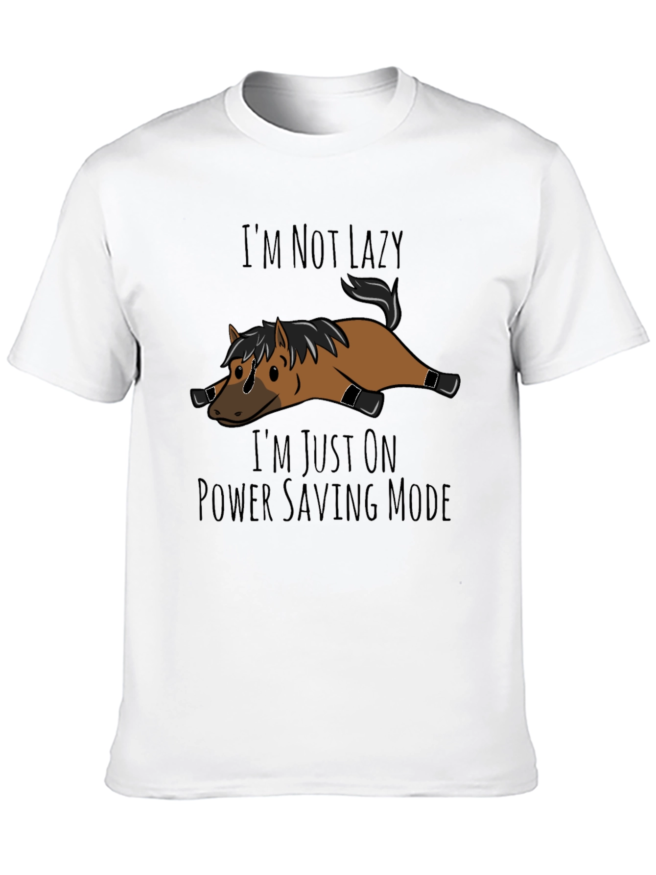 Black Lazy Horse T-Shirt - Power Saving Mode Funny Tee view 10