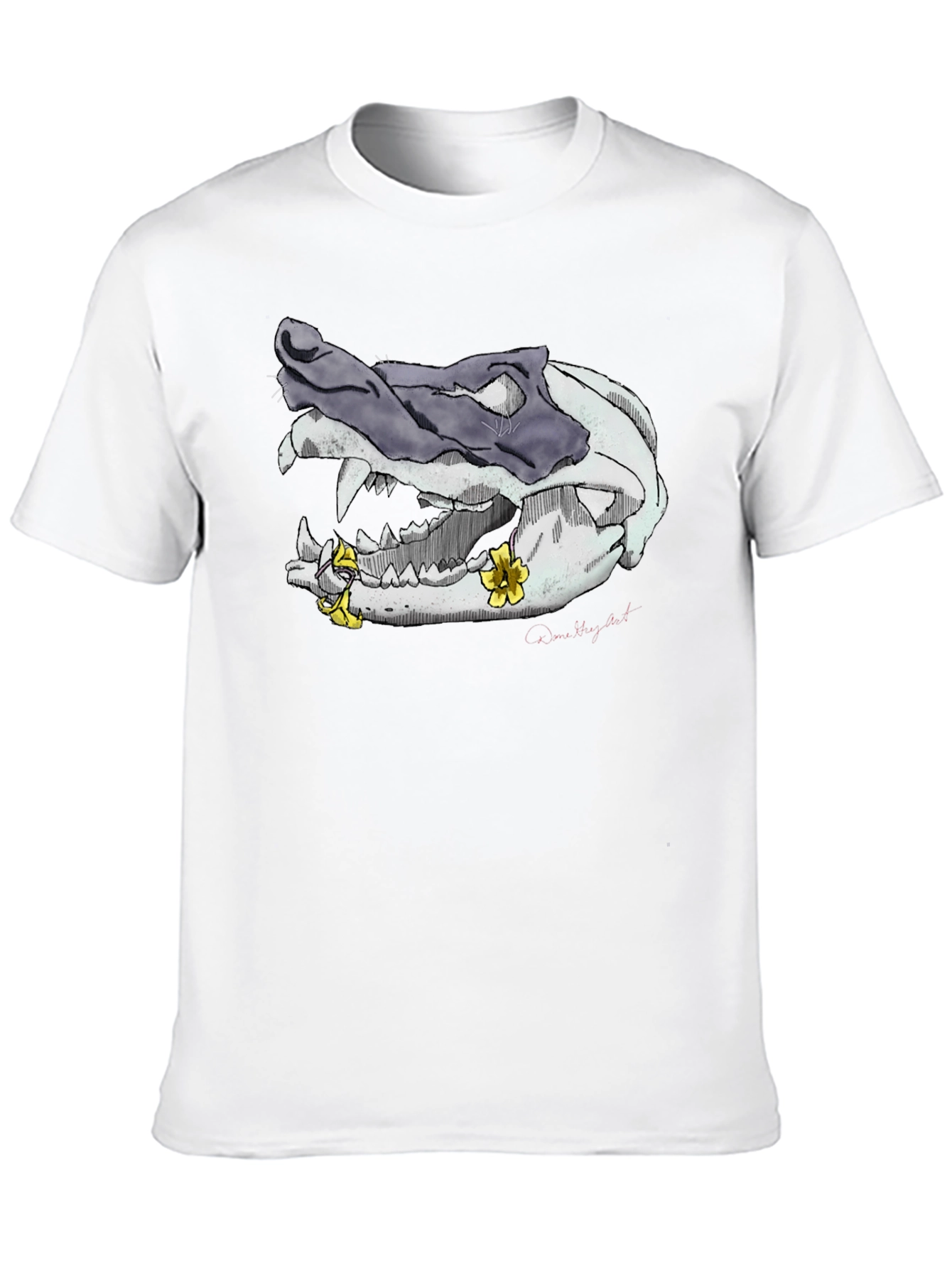 Black Skull and Flowers Graphic Tee - Unique Design view 10