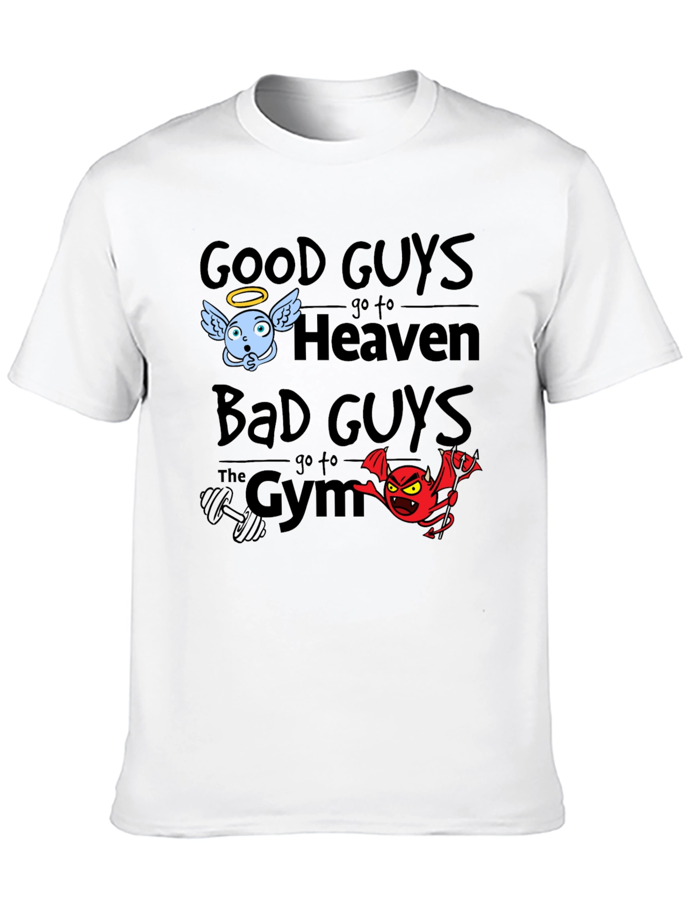 Black Good Guys Heaven Bad Guys Gym Graphic T-Shirt view 10