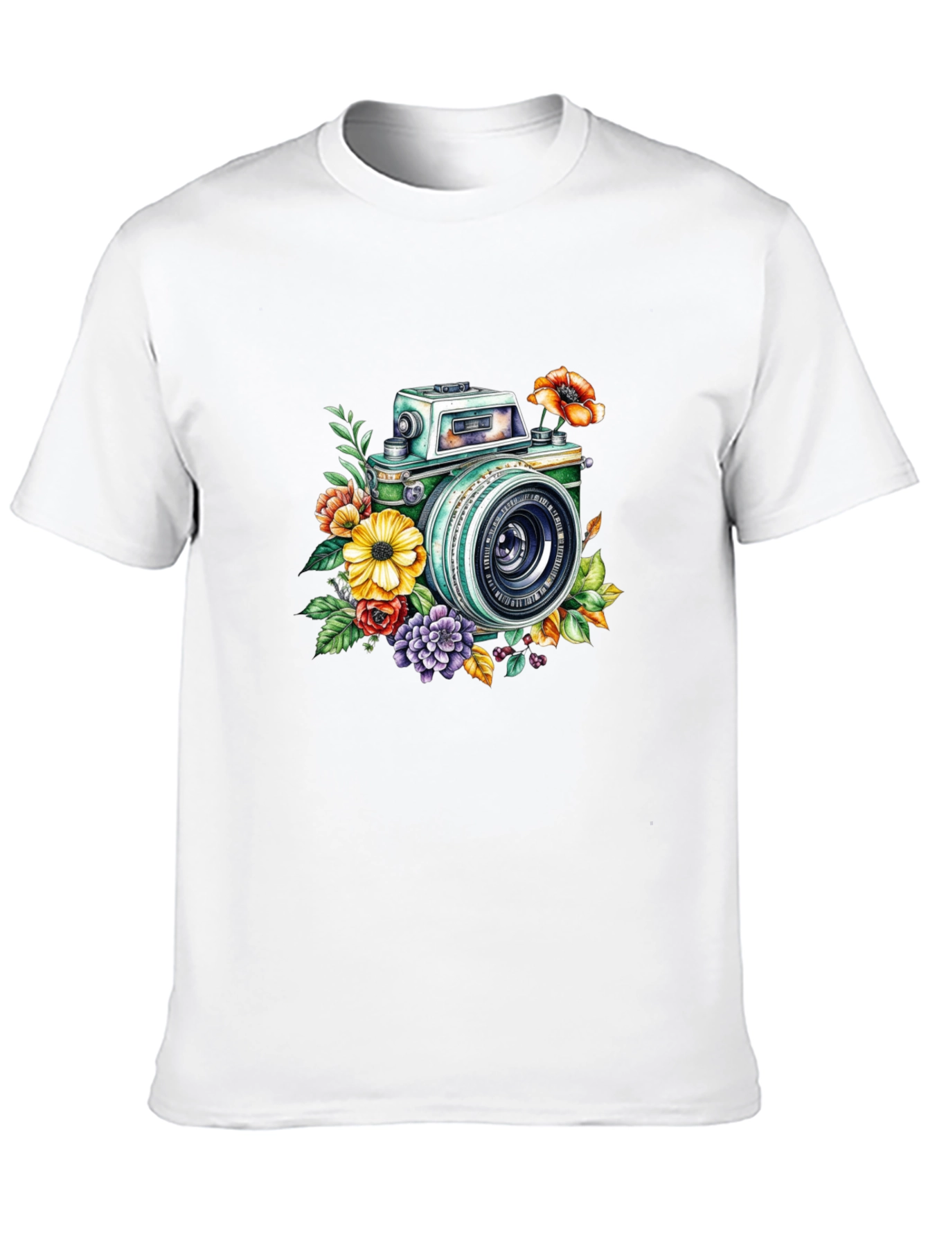 Black Floral Camera Graphic Tee - Vintage Style view 10