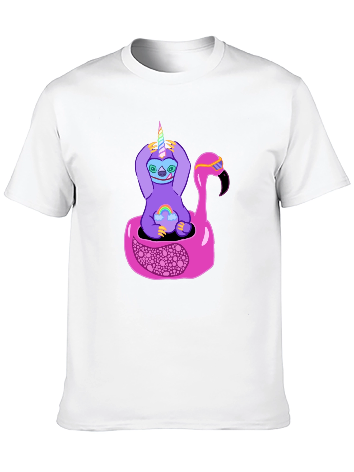 Black Sloth Unicorn Flamingo Pool Float Graphic Tee view 10