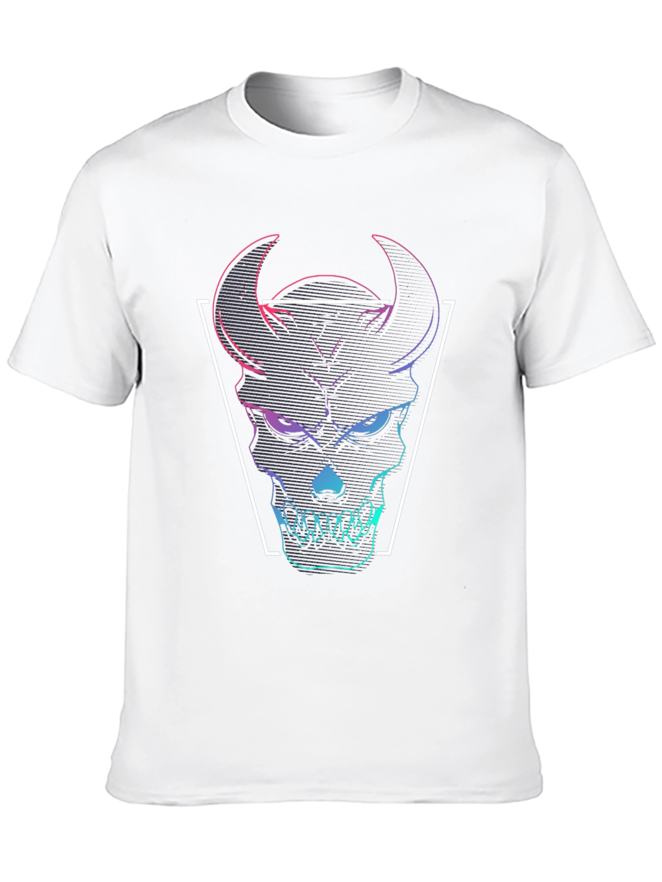Black Neon Demon Skull Graphic Tee - Black Cotton T-Shirt view 10