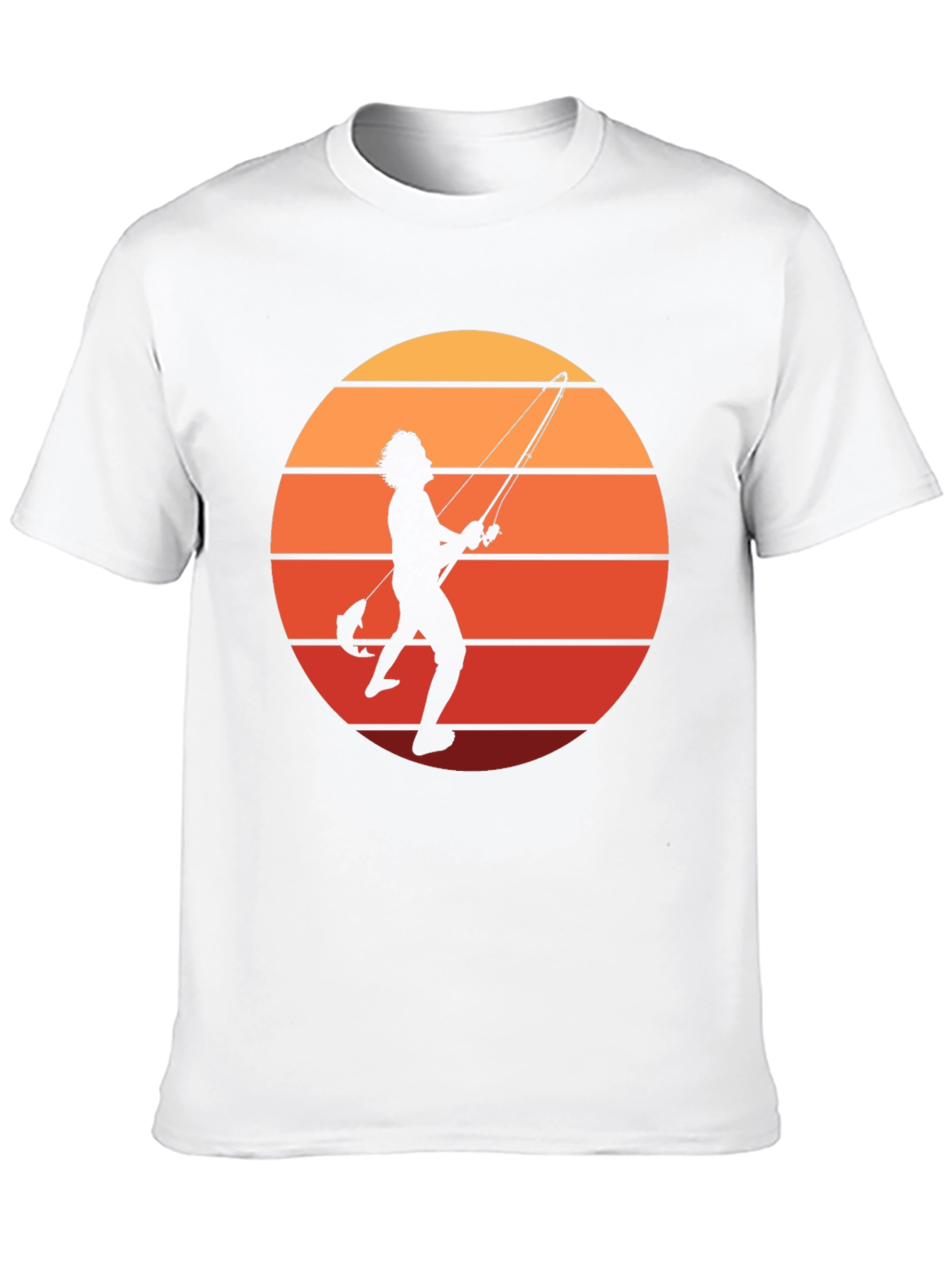 Black Retro Fishing T-Shirt - Sunset Silhouette view 10