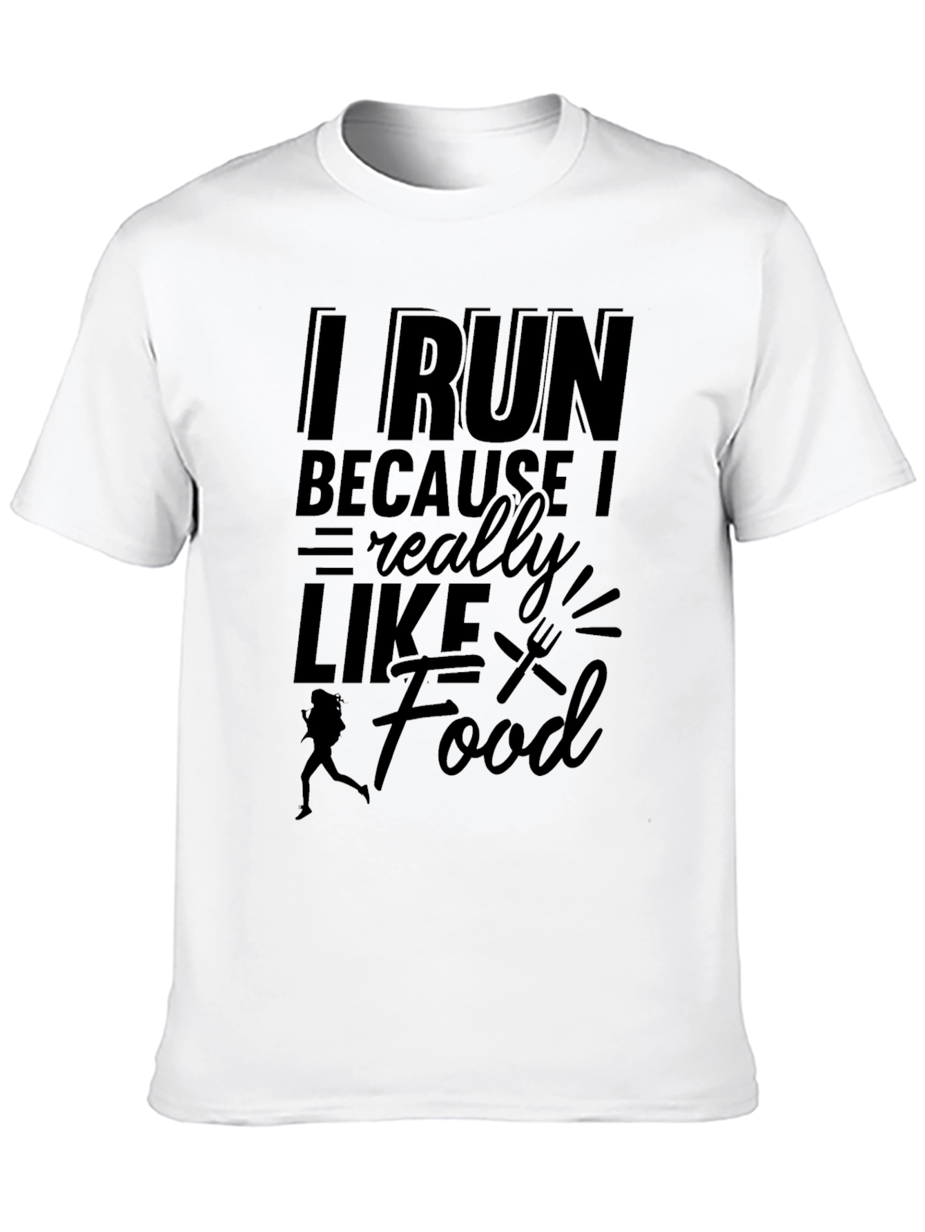 Black I Run Because I Like Food Graphic Tee view 10