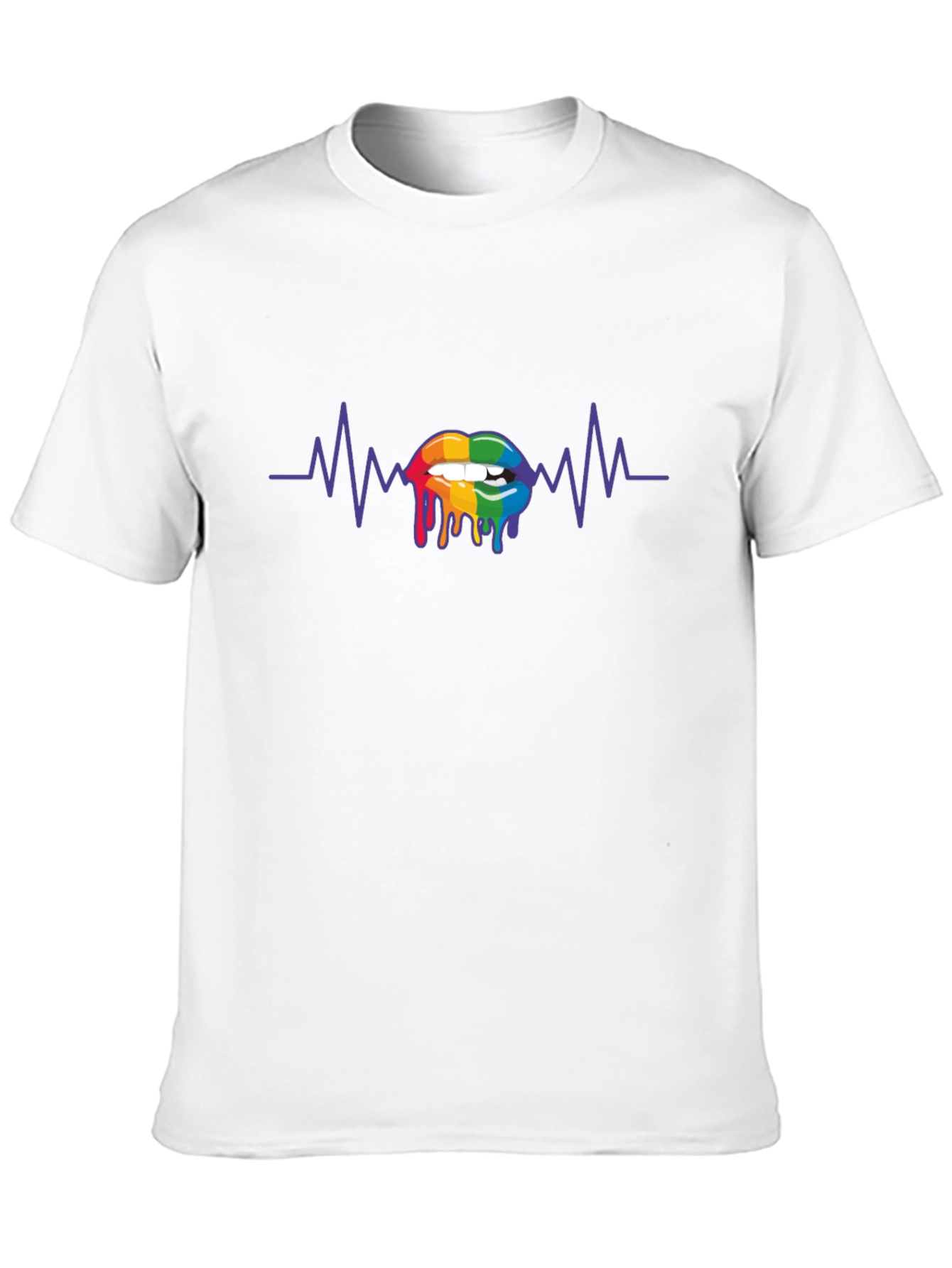 Black Rainbow Lips Heartbeat Graphic Tee view 10