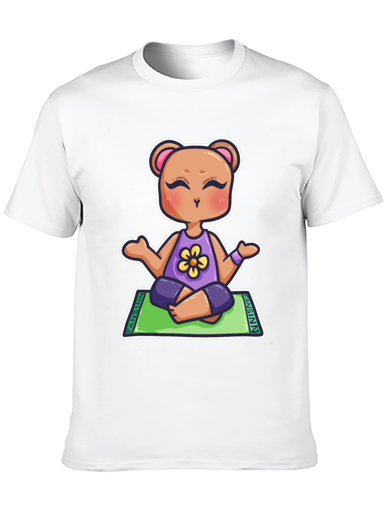 Black Yoga Bear Cartoon T-Shirt view 10