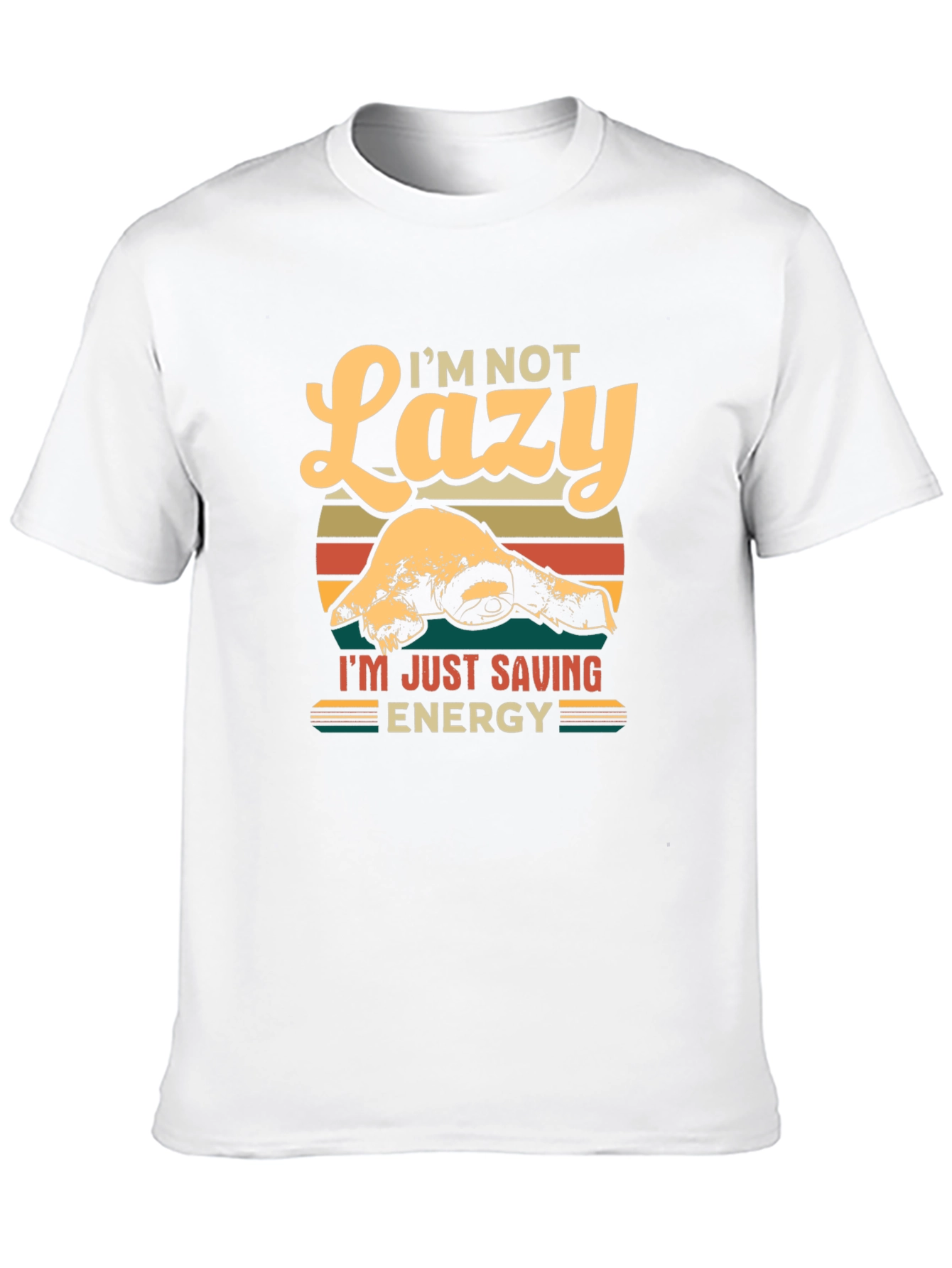 Black Lazy Sloth Energy Saving Graphic T-Shirt view 10