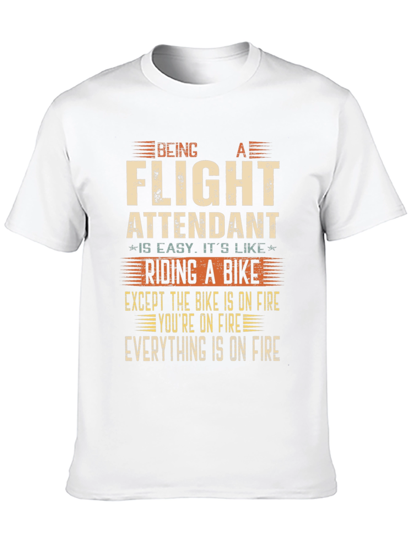 Black Flight Attendant T-Shirt - Riding a Bike on Fire! view 10