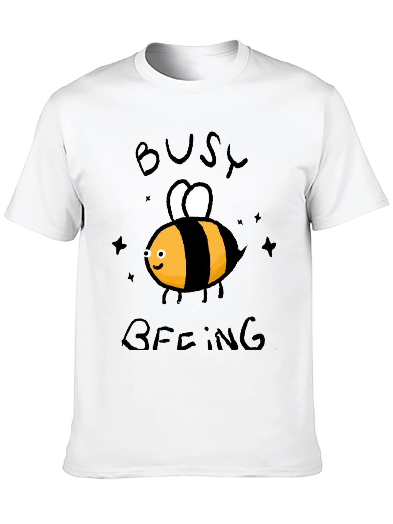 Black Busy Beeing T-Shirt - Black Crew Neck Graphic Tee view 10