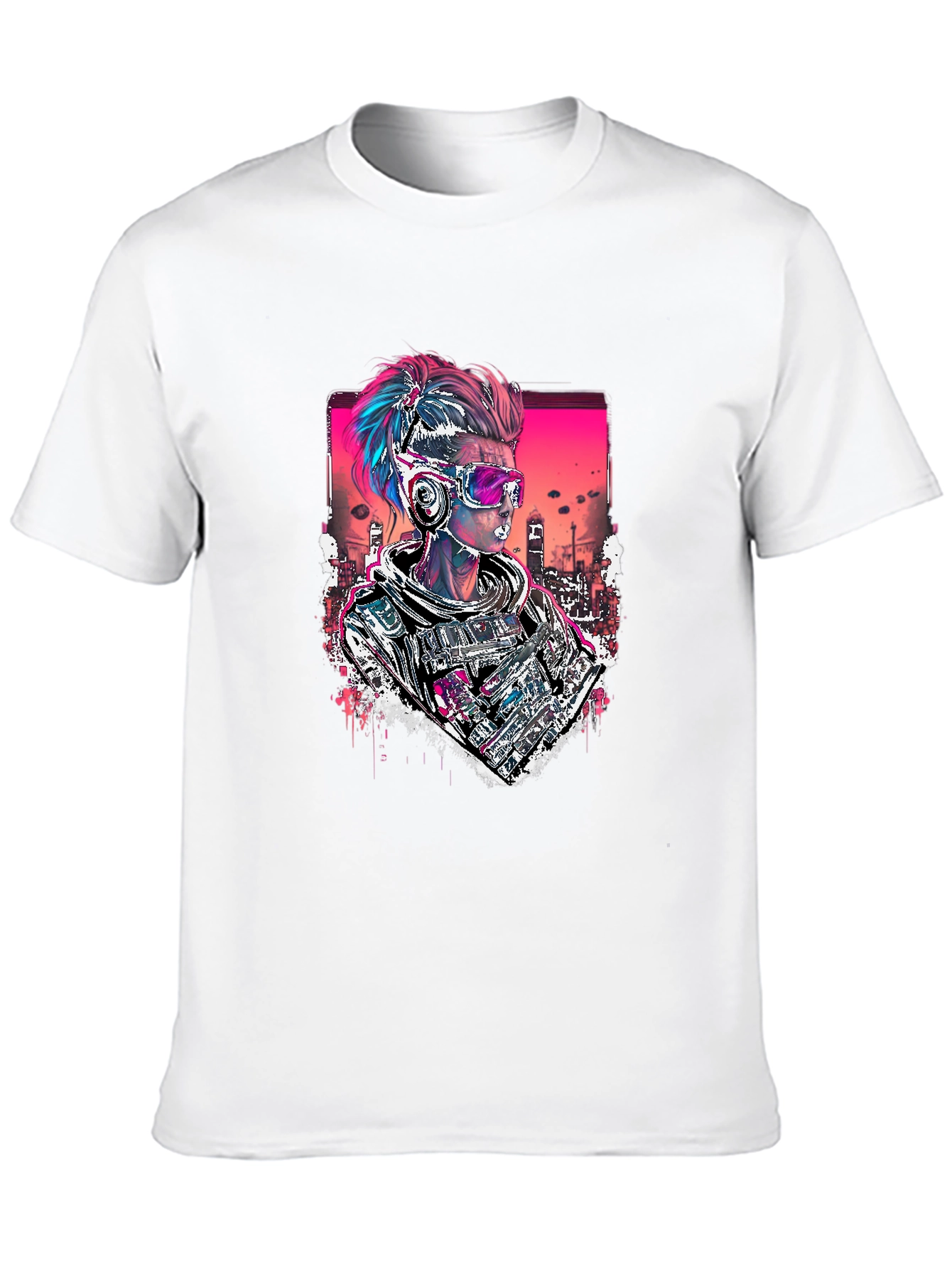 Black Cyberpunk Soldier Graphic Black Tee view 10