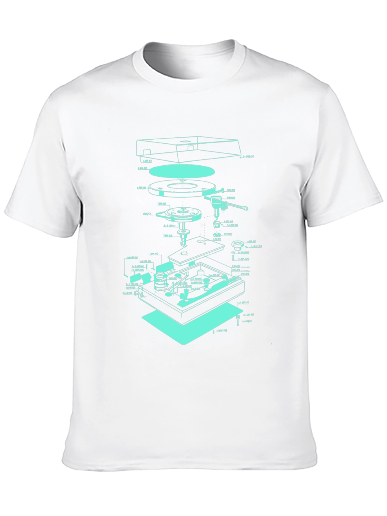 Turntable Schematic Graphic Tee - Cool Music Lover Design - 10