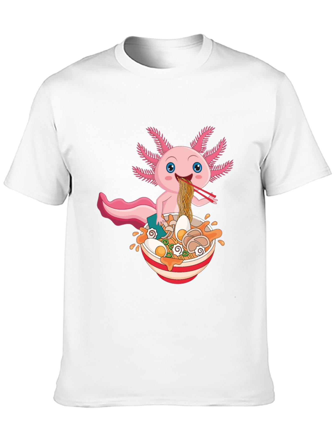 Black Axolotl Ramen T-Shirt - Cute Kawaii Noodle Lover Tee view 10