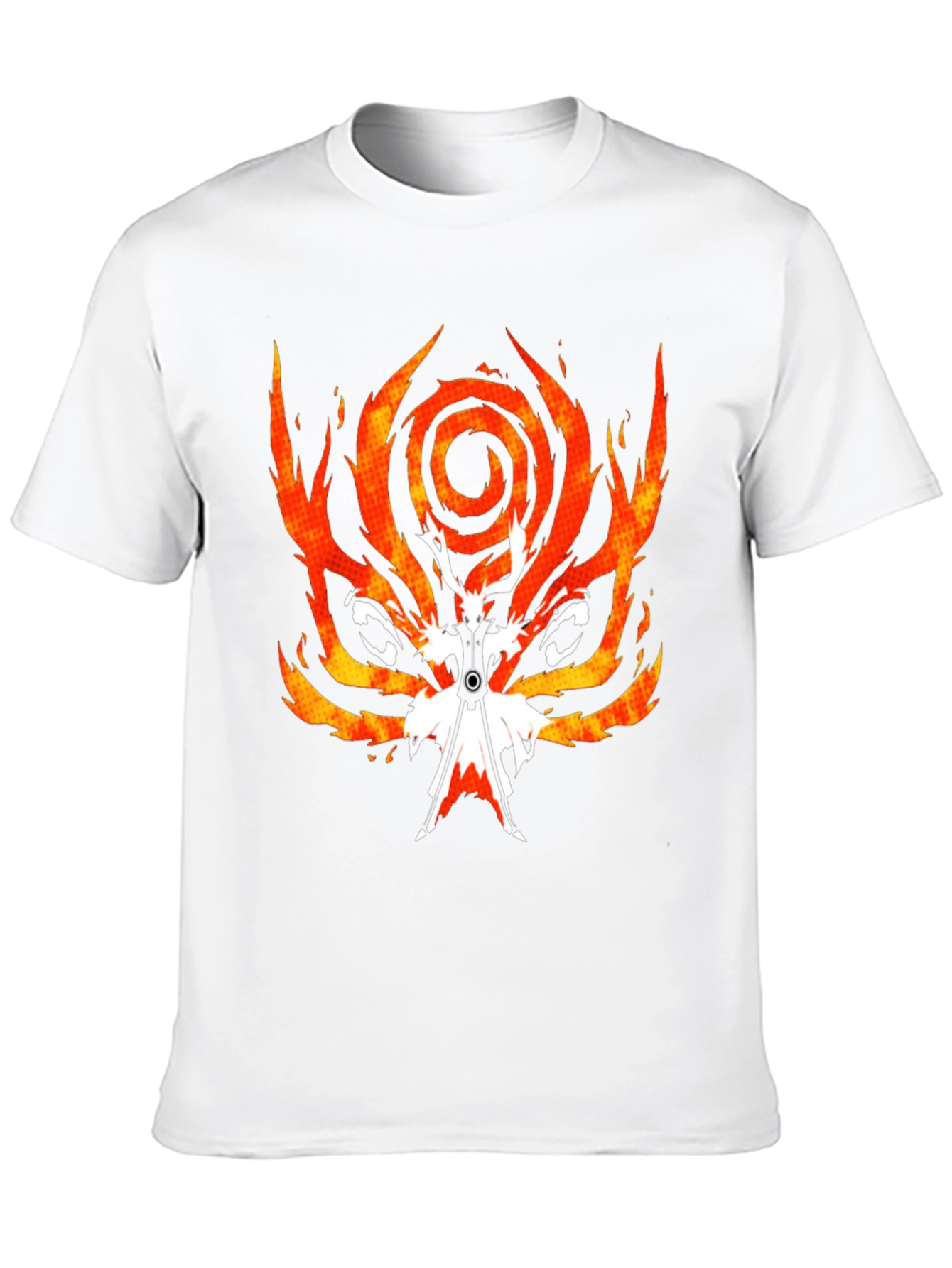 Black Fiery Anime Graphic Tee - Black Cotton Blend view 10