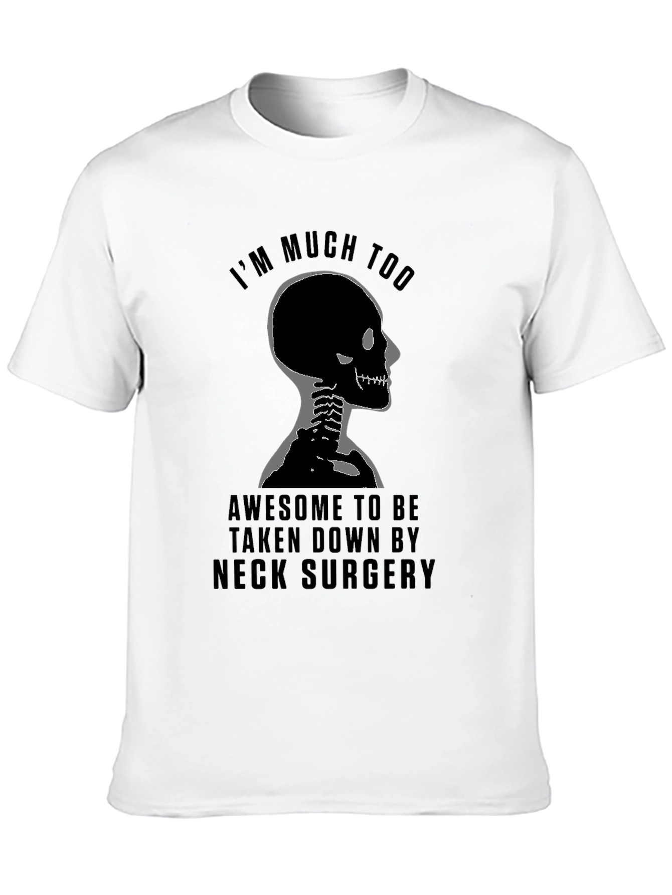 Black Humorous Neck Surgery Skeleton T-Shirt view 10