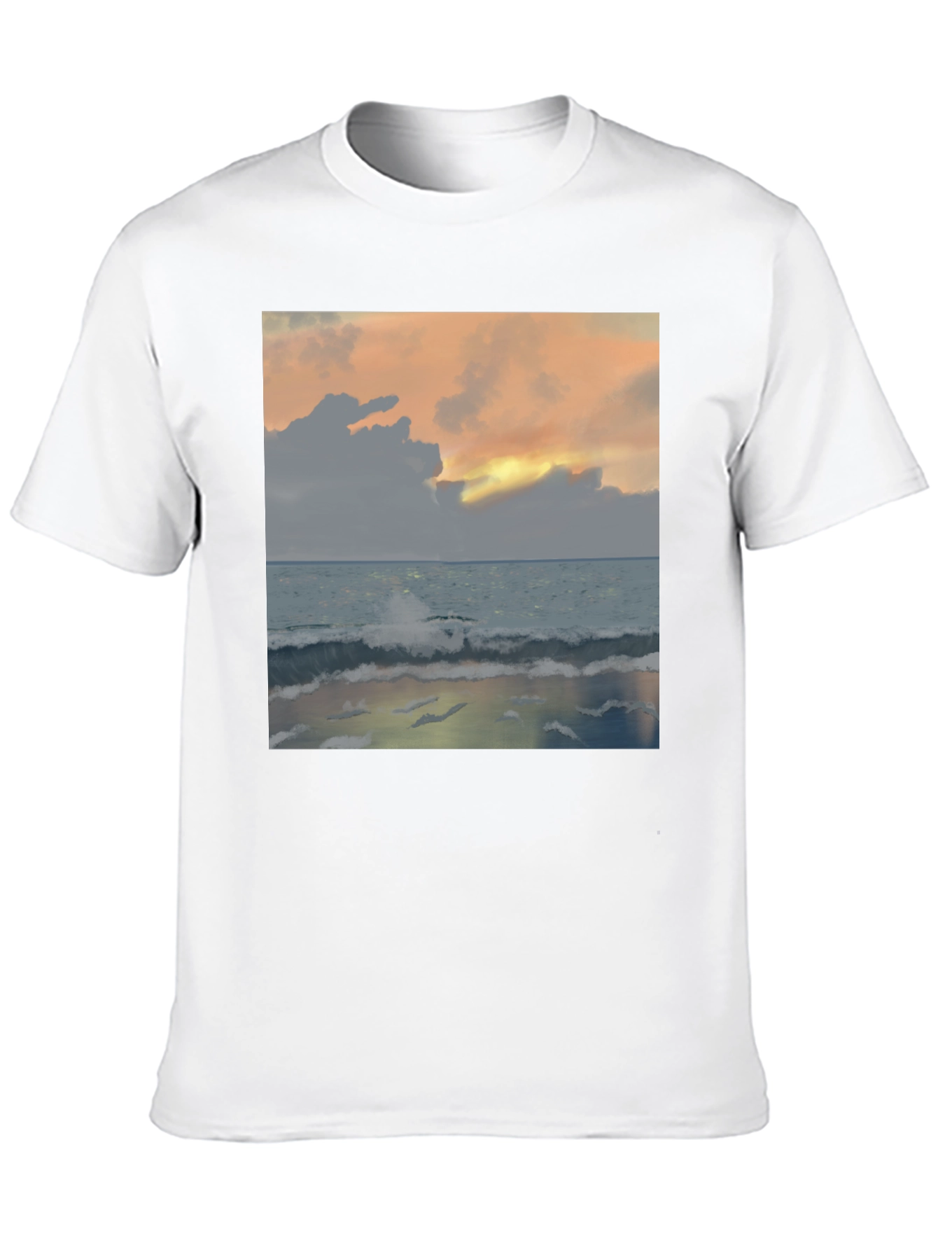 Black Ocean Sunset T-Shirt - Black Crew Neck view 10