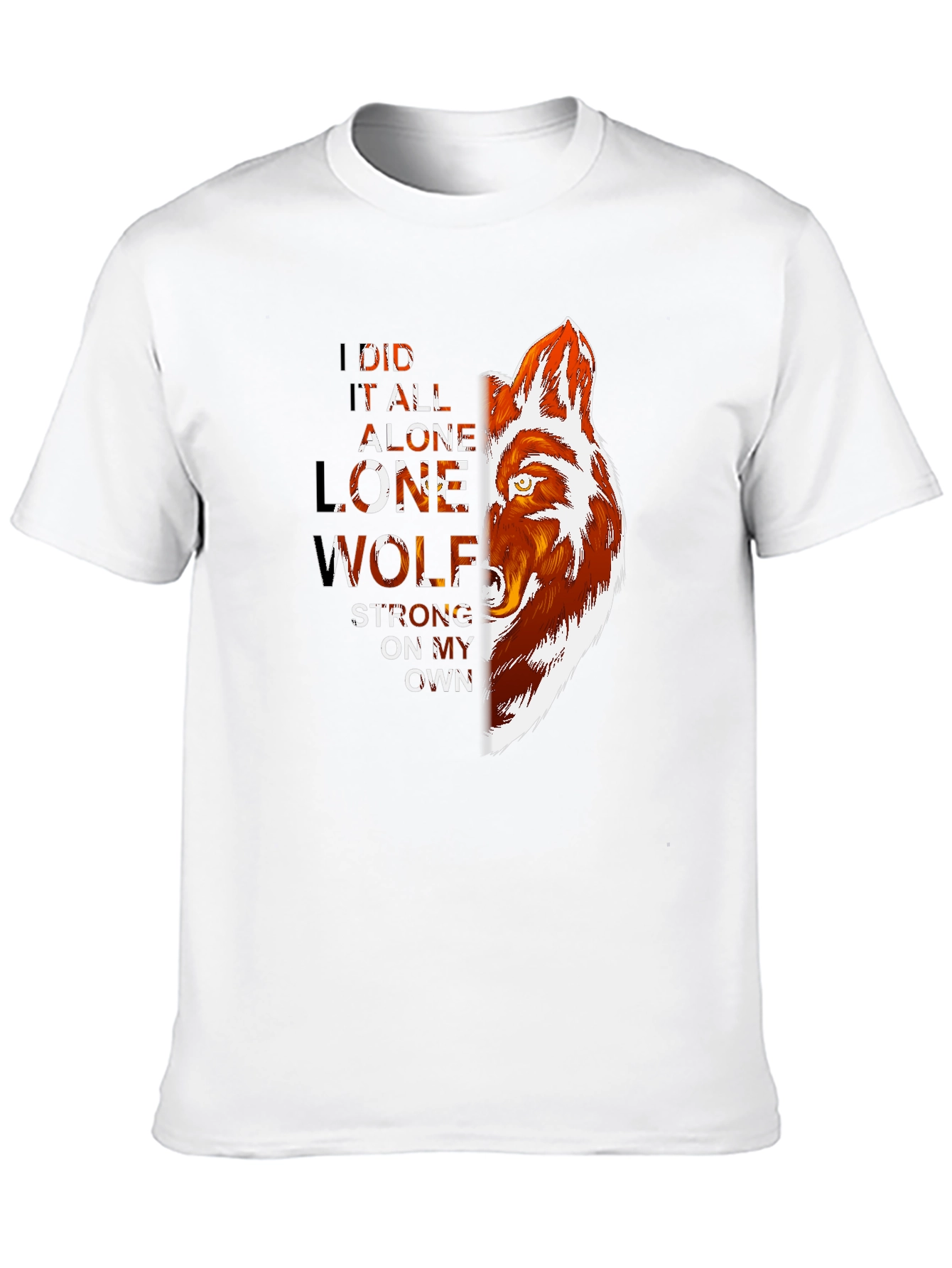 Black Lone Wolf Graphic Print T-Shirt - Strong, Independent Style view 10