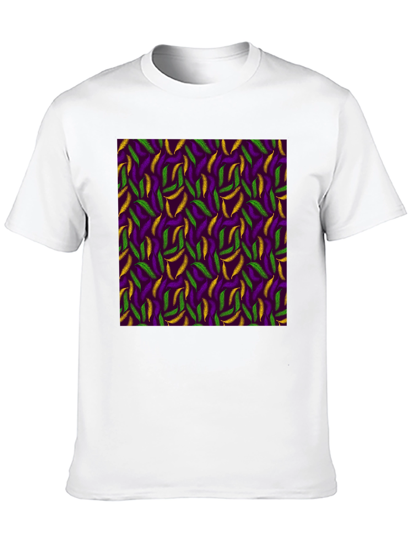 Black Mardi Gras Feather Pattern Crewneck T-Shirt view 10