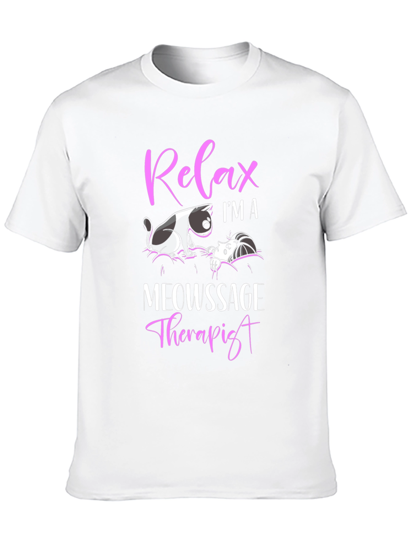 Black Relax I'm a Meowssage Therapist Black T-Shirt view 10