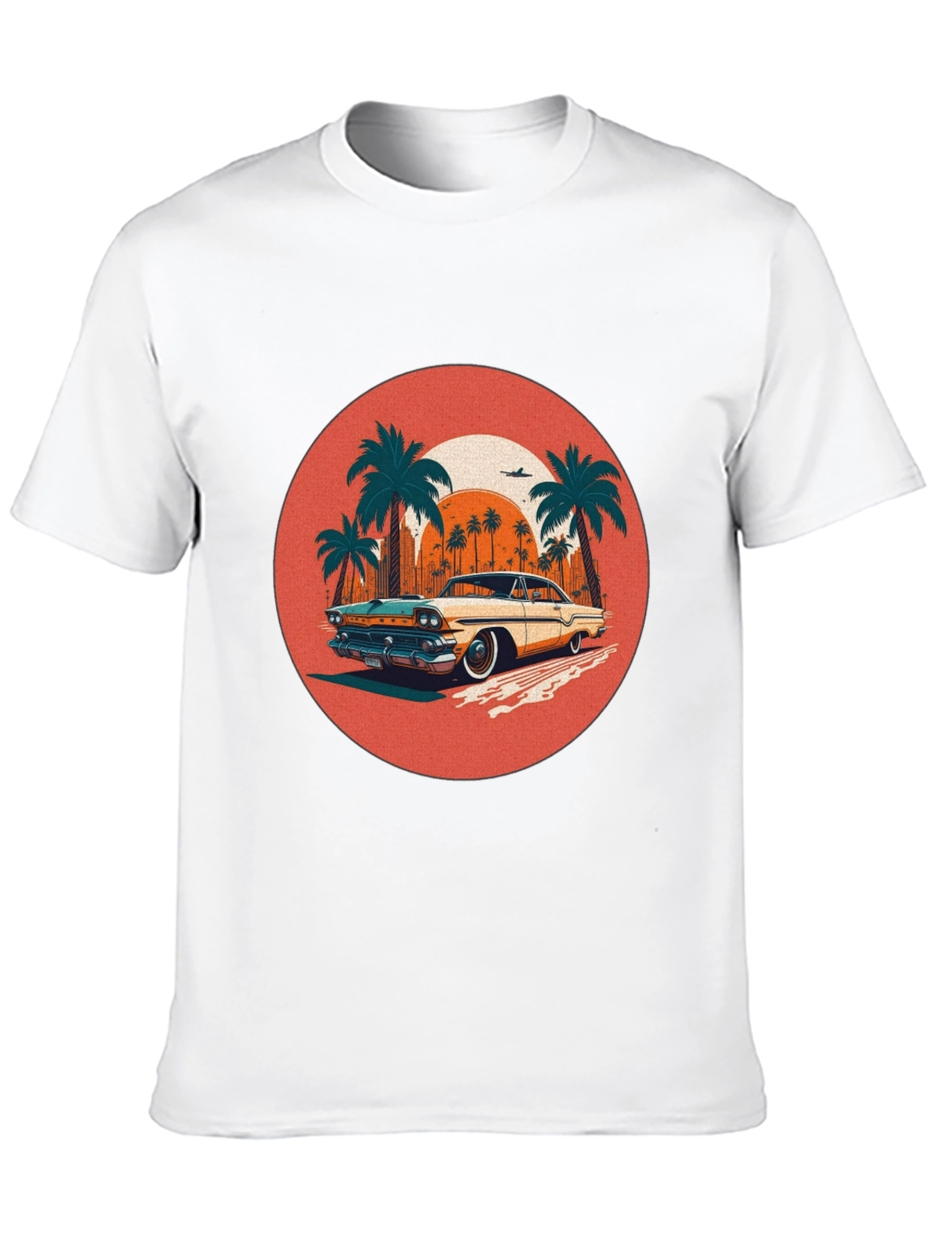 Black Retro Car & Palms Graphic Tee view 10