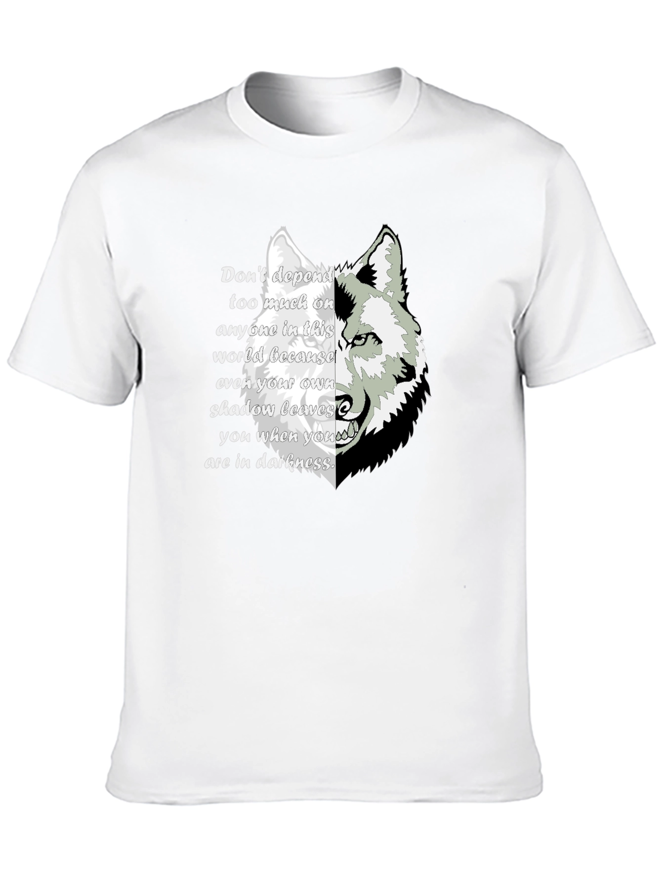 Black Wolf Shadow Graphic T-Shirt - Inspirational Quote Tee view 10