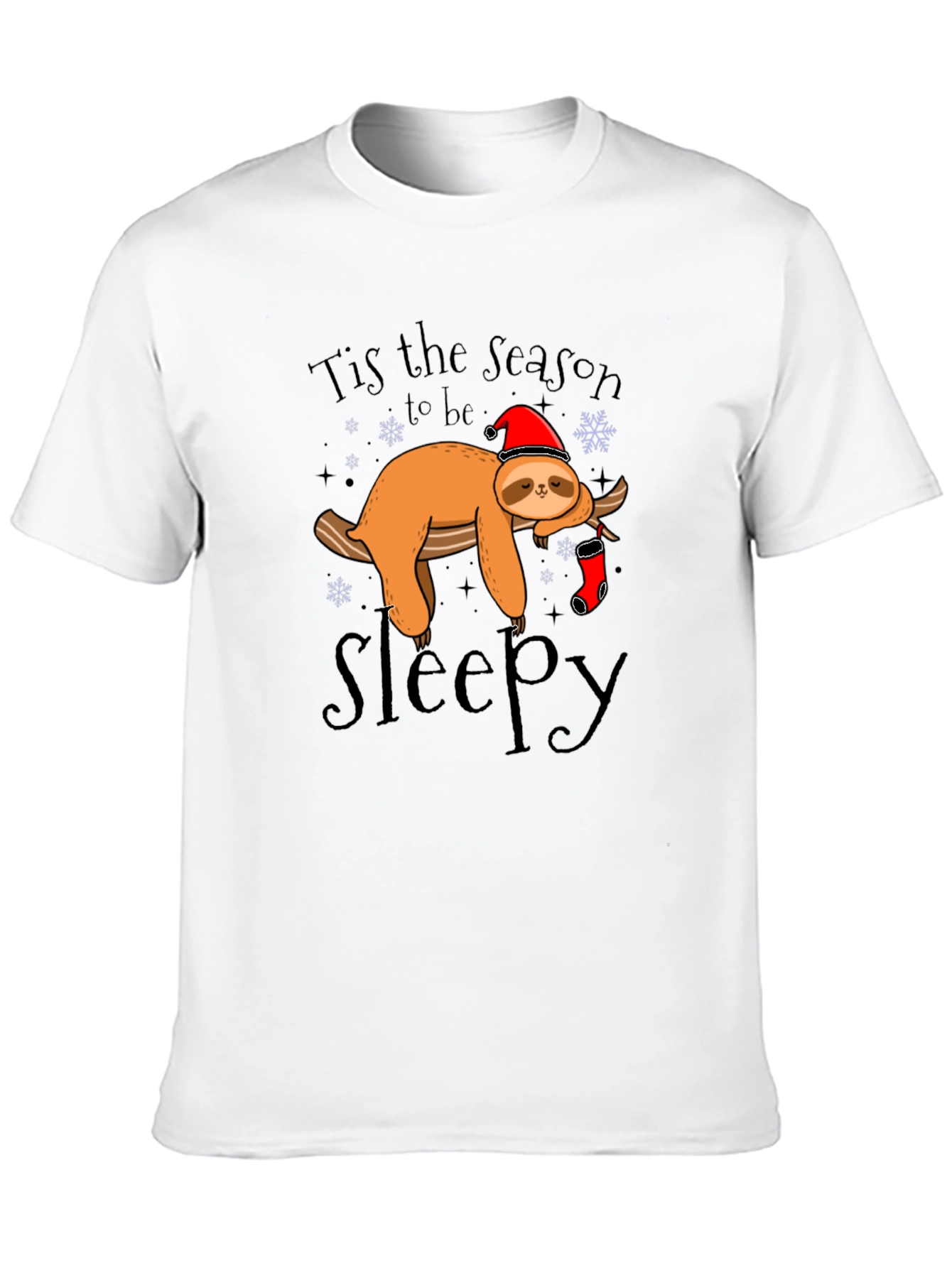 Black Tis the Season to be Sleepy Sloth Graphic T-Shirt view 10