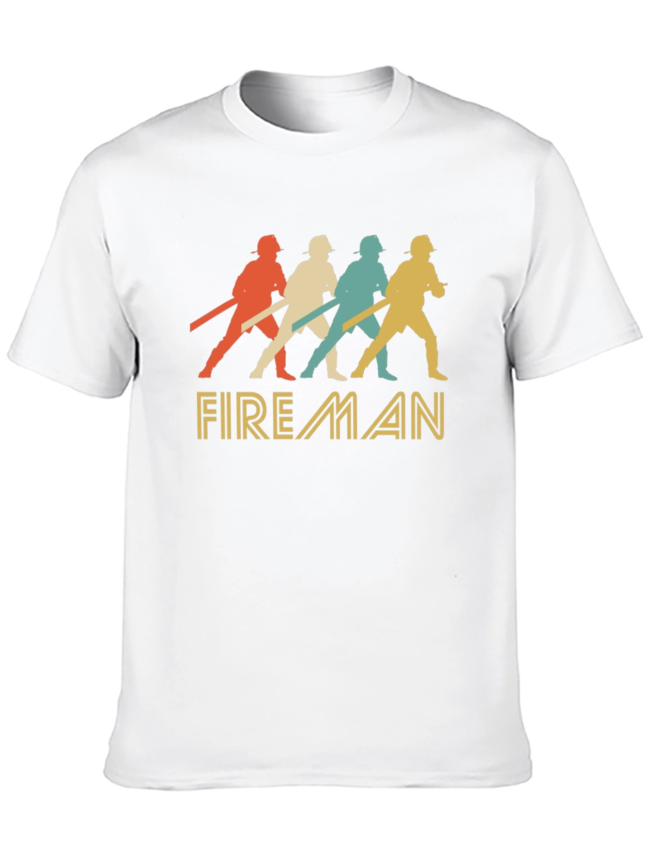 Black Retro Fireman Graphic Tee - Vintage Style Firefighter Shirt view 10