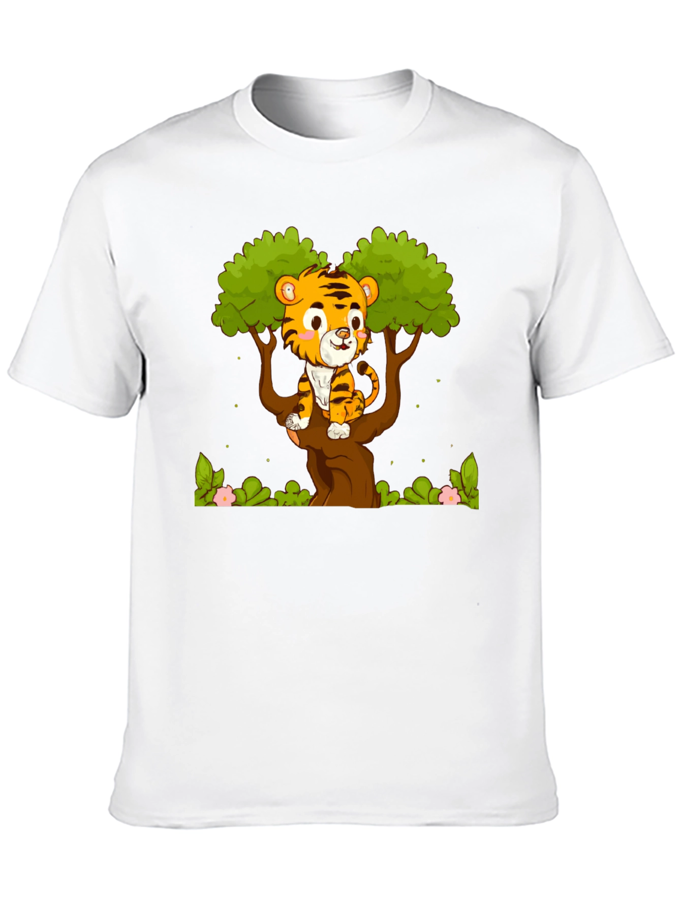 Black Cute Tiger Cub in Tree Graphic T-Shirt view 10