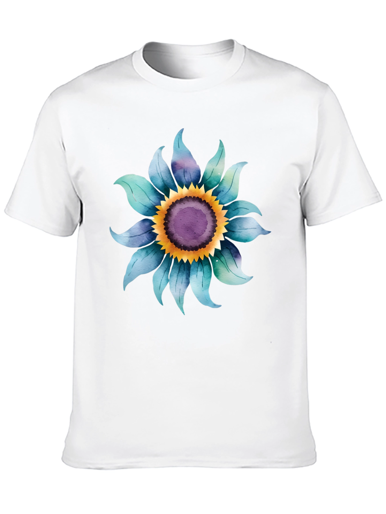 Black Blue Sunflower Graphic Tee - Soft Cotton Blend view 10