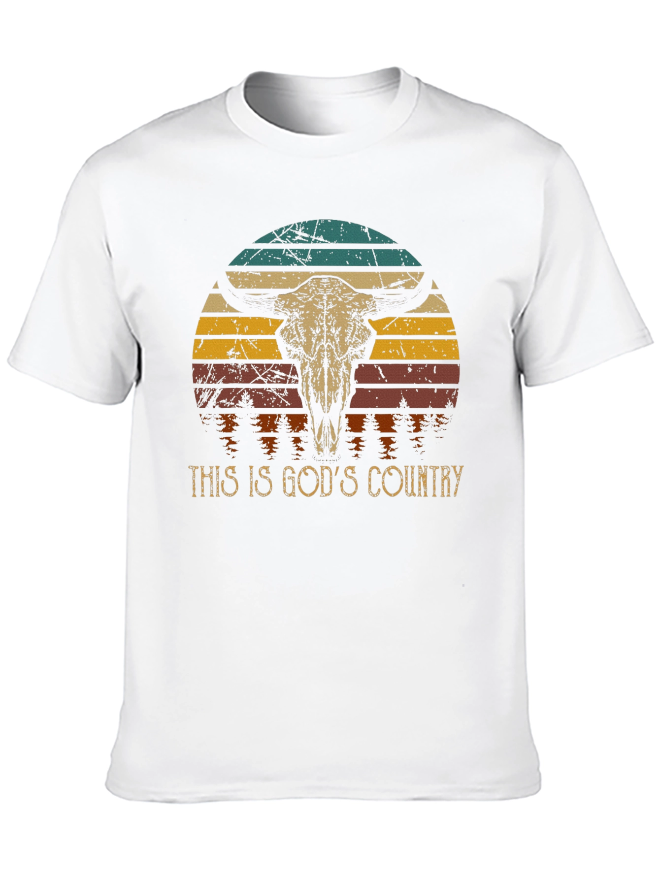 Black God's Country Bull Skull Graphic Tee view 10