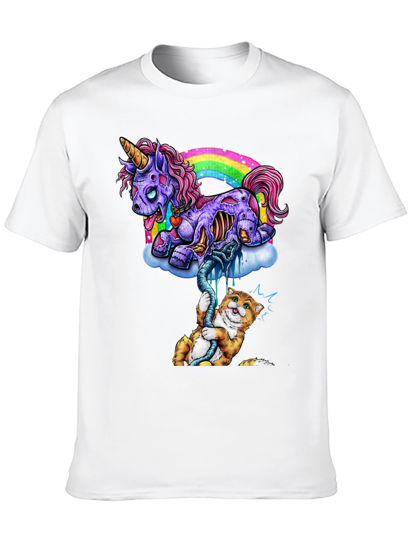 Black Zombie Unicorn & Cat Graphic Tee view 10