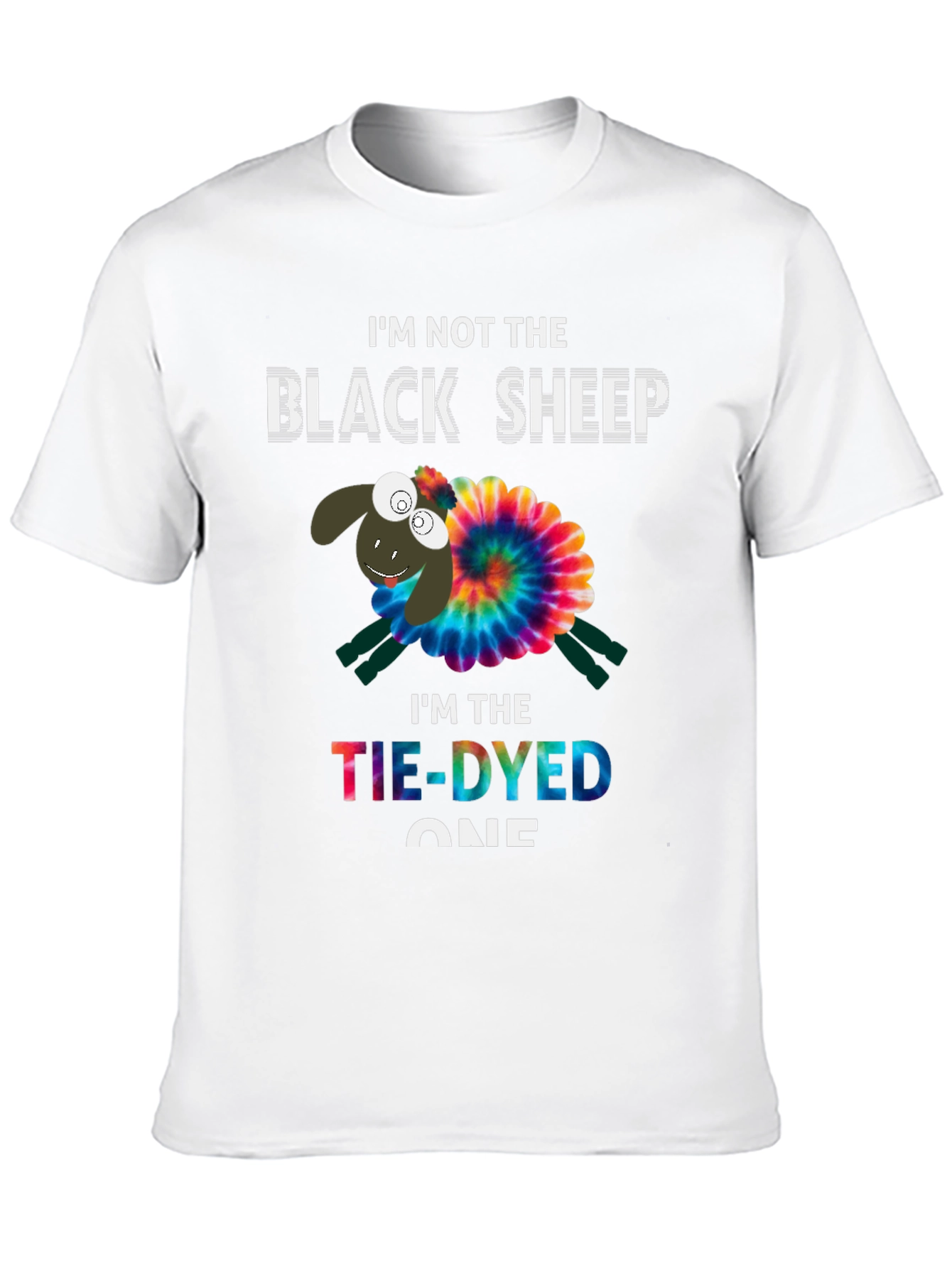 Black Tie-Dyed Sheep Graphic Tee - Unique & Fun T-Shirt view 10