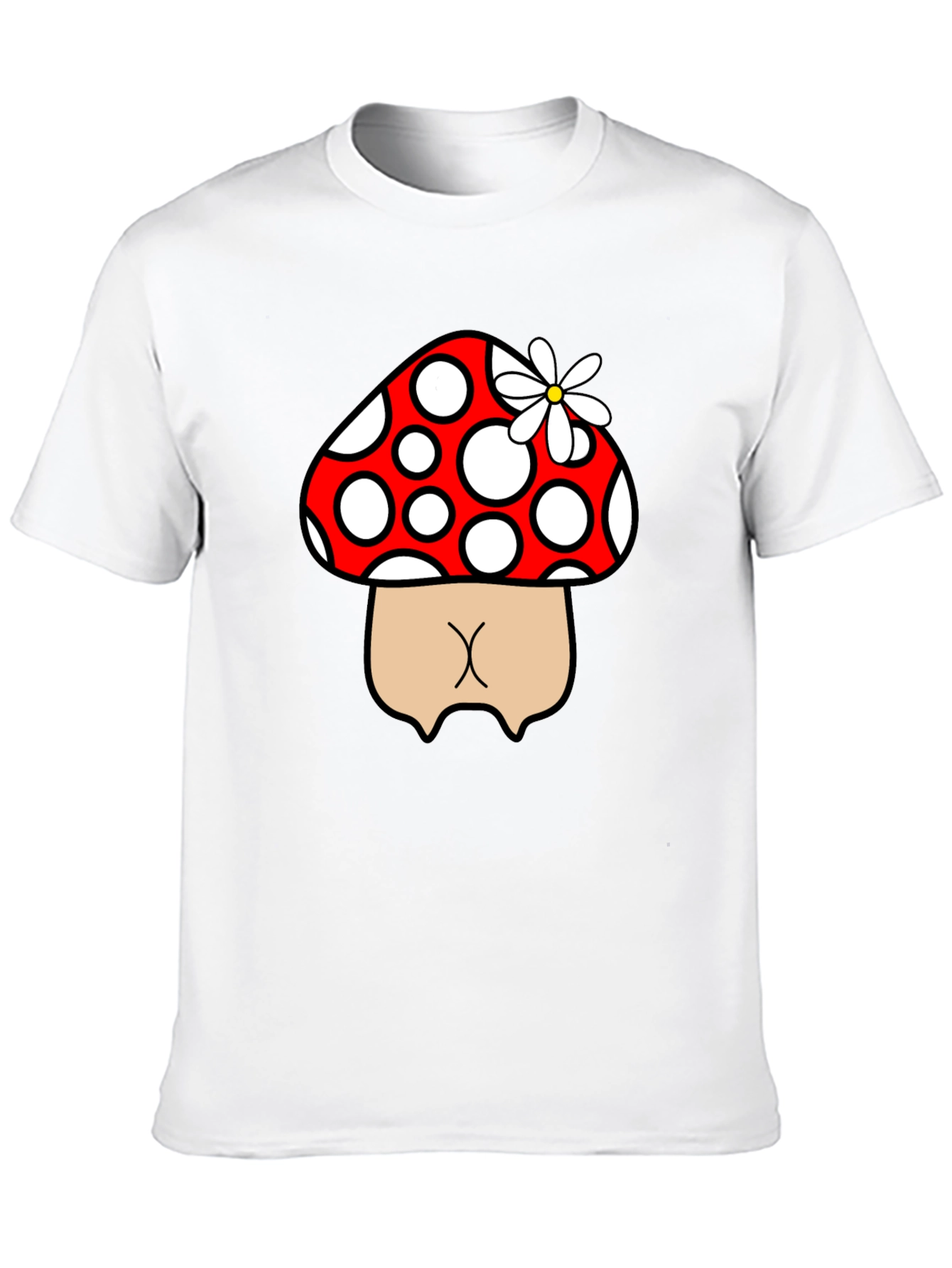 Black Mushroom Butt Funny Graphic Tee - Black view 10