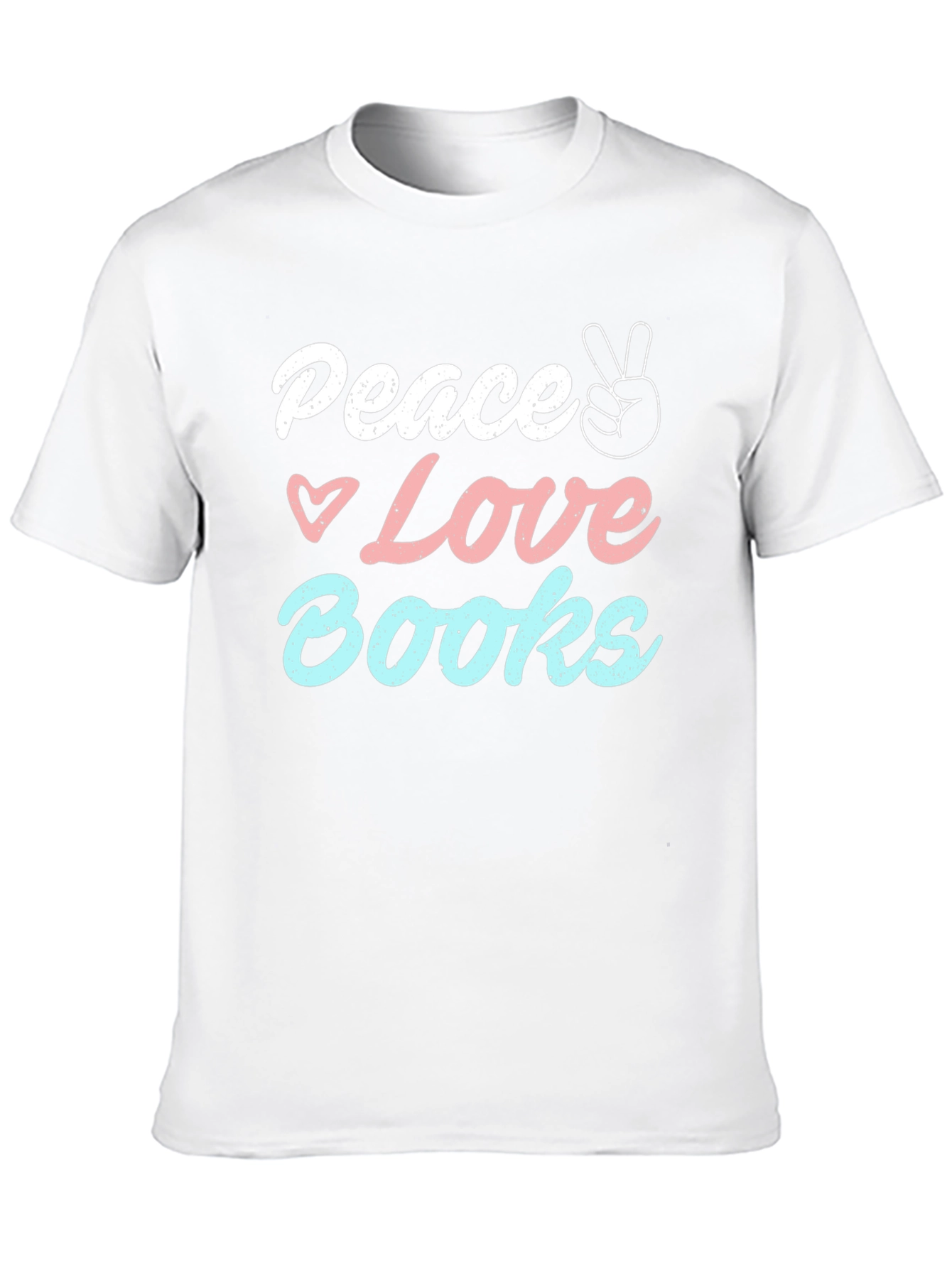 Black Peace Love Books T-Shirt - Unisex Black Tee view 10