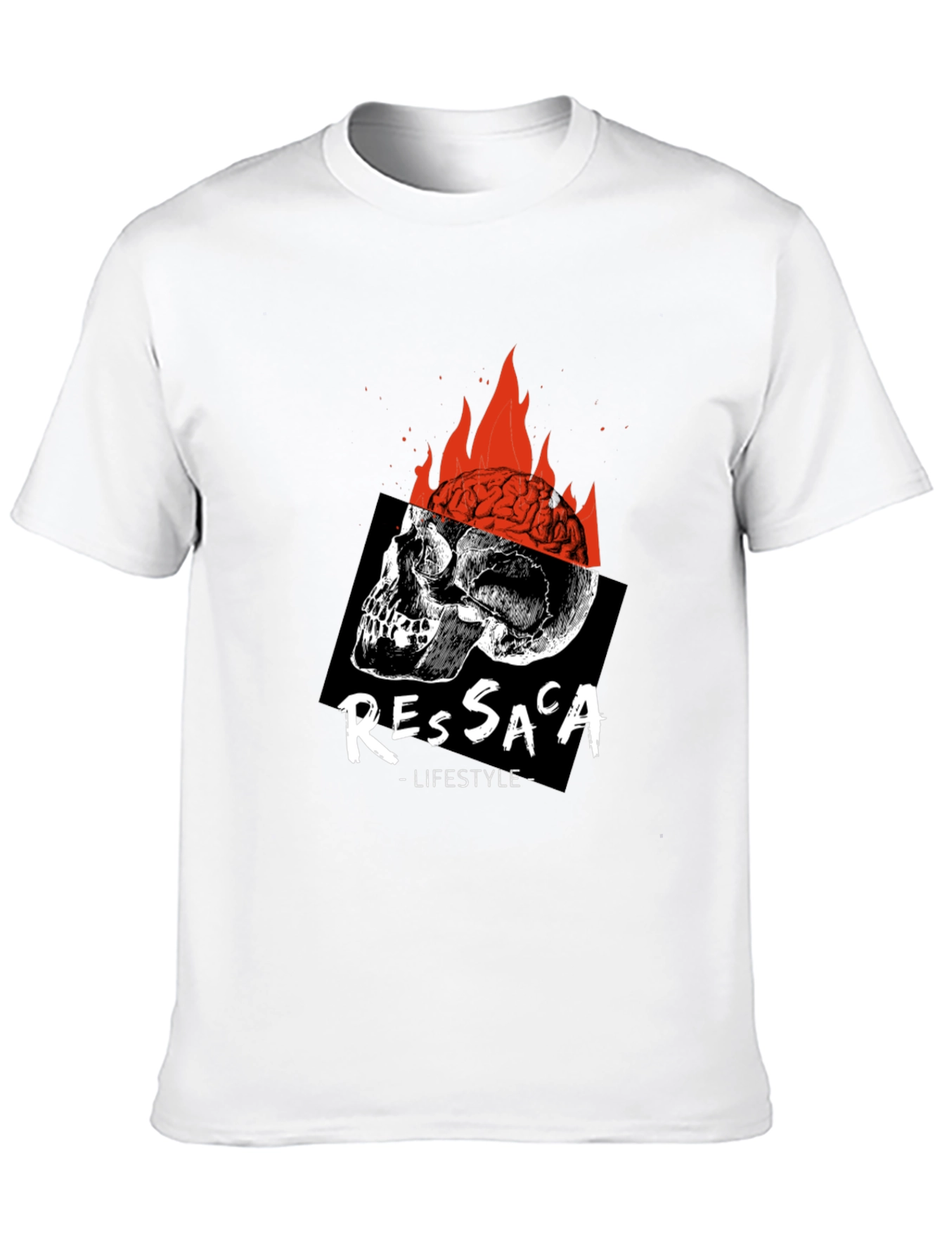 Black Edgy Skull & Brain Fire T-Shirt view 10