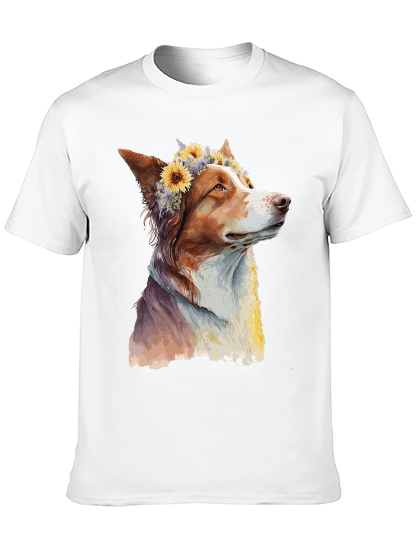 Black Dog with Flowers Graphic Tee - Artistic Print view 10